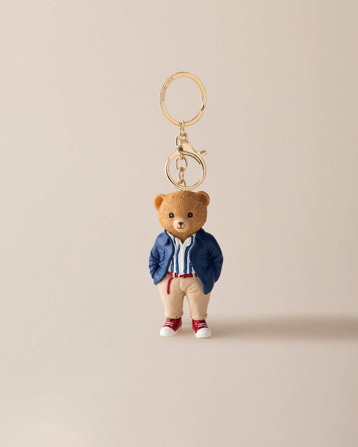 Simon Bear Keychain - Navy Blue/Beige Price and Details | Madame Coco