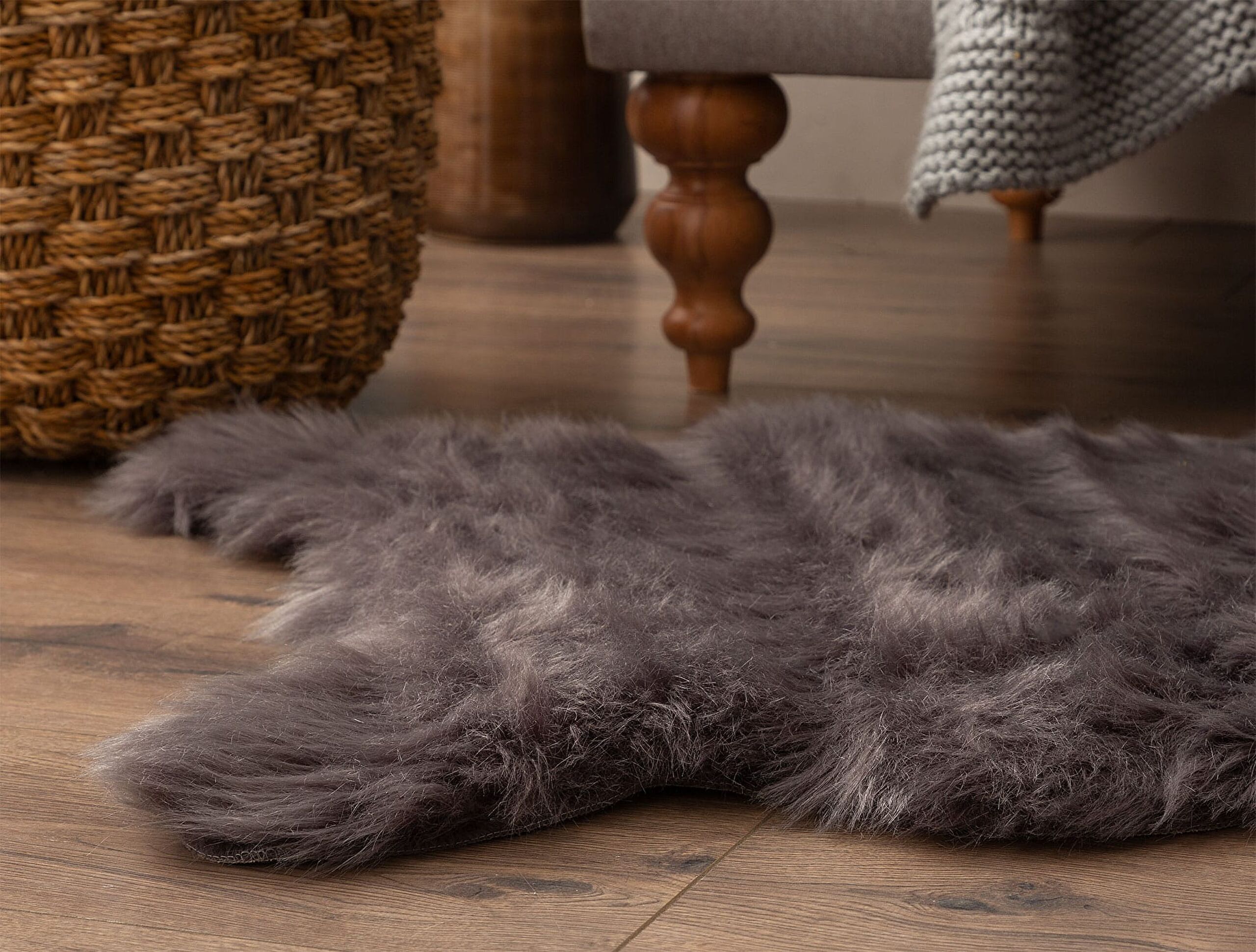 Peau de Mouton Leila - Anthracite - 60x90 cm - 2