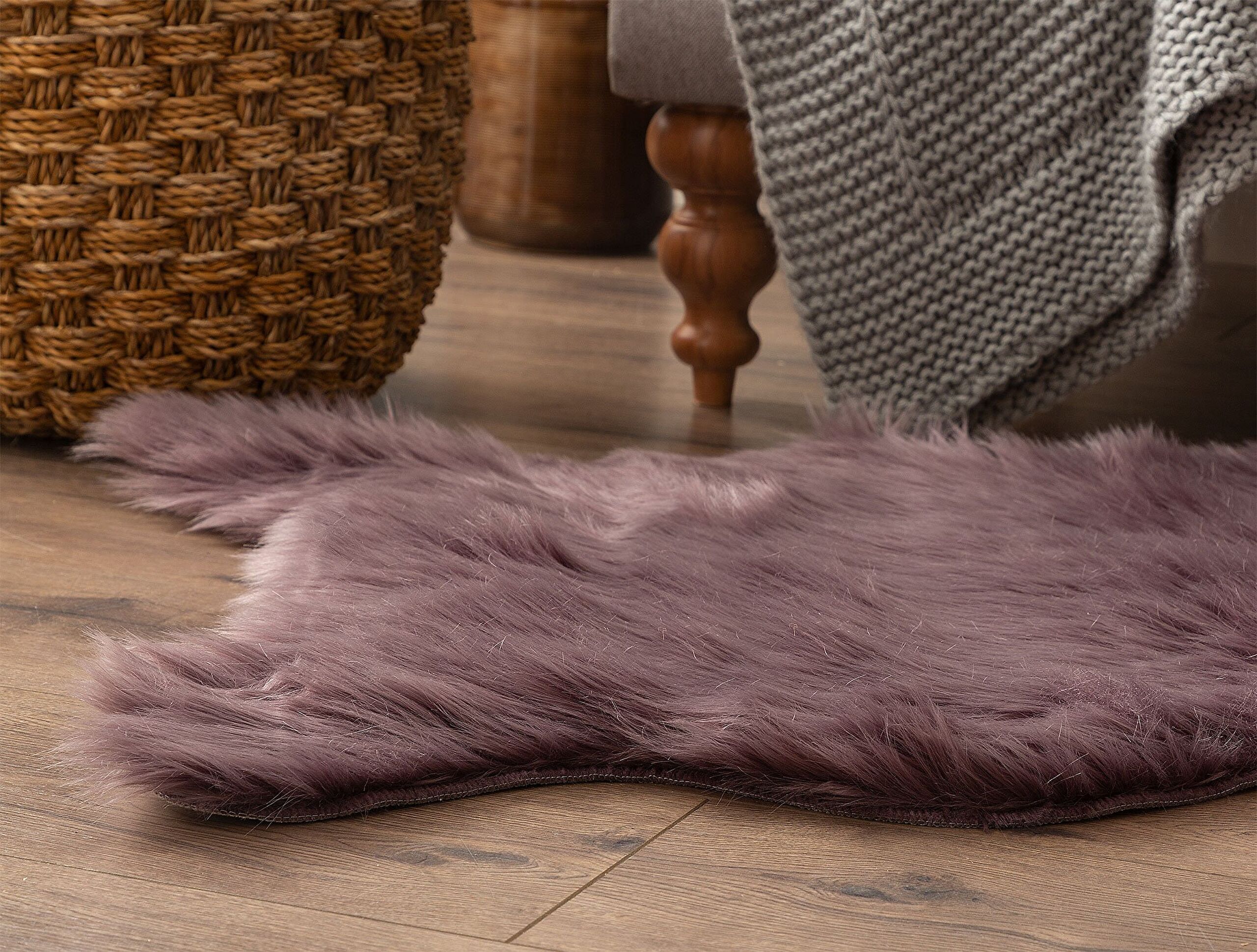 Peau de Mouton Leila - Prune Foncé - 60x90 cm - 2