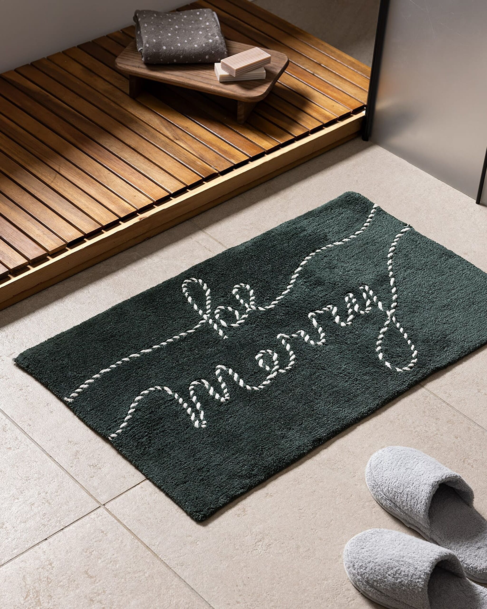 Espritmer Bath Mat - Green/White - 50x80 cm - 0