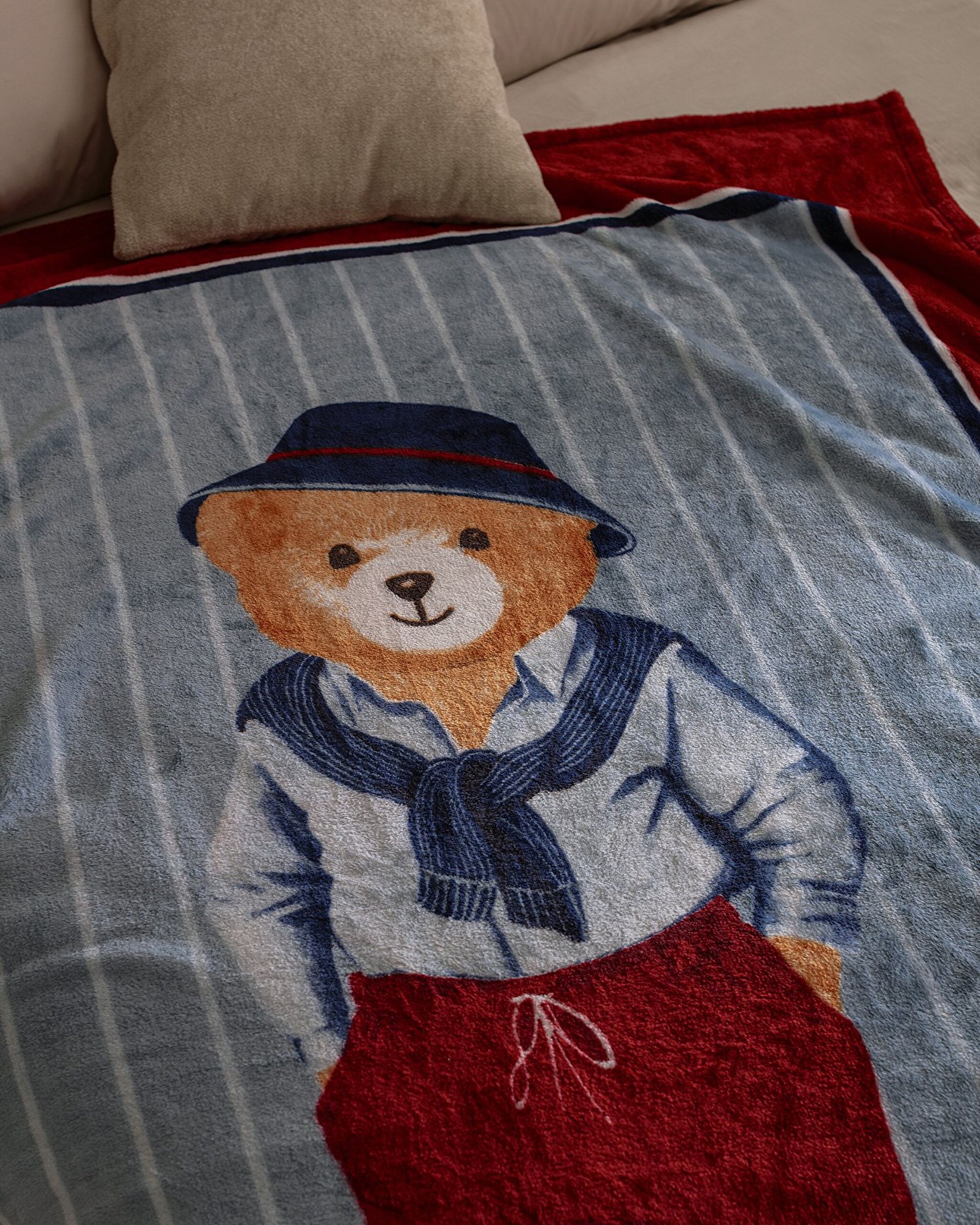 Fares Bear Single Welsoft Fleece Printed Blanket - Beige - 1