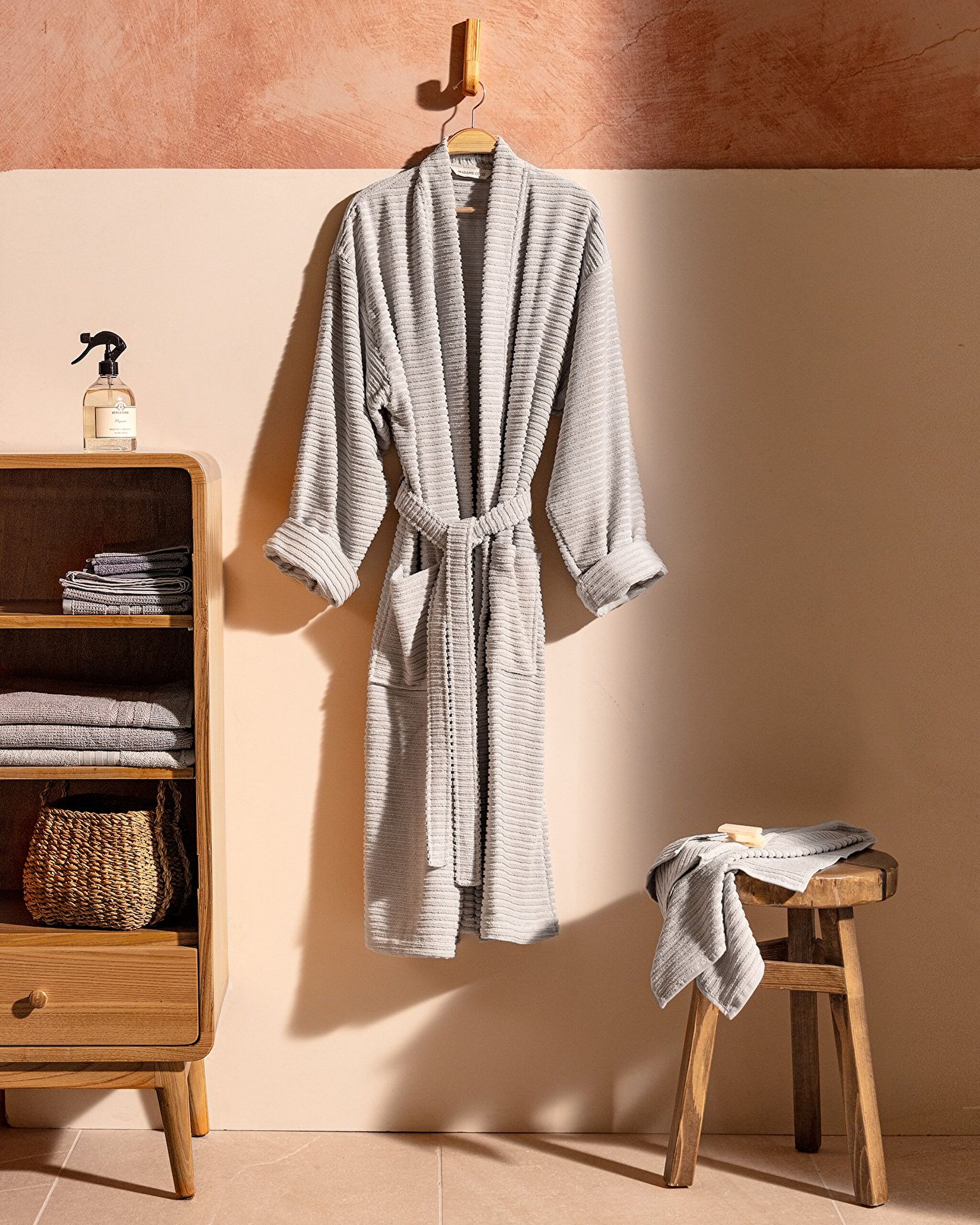 Carla Kimono Collar Unisex Bathrobe Set - 0