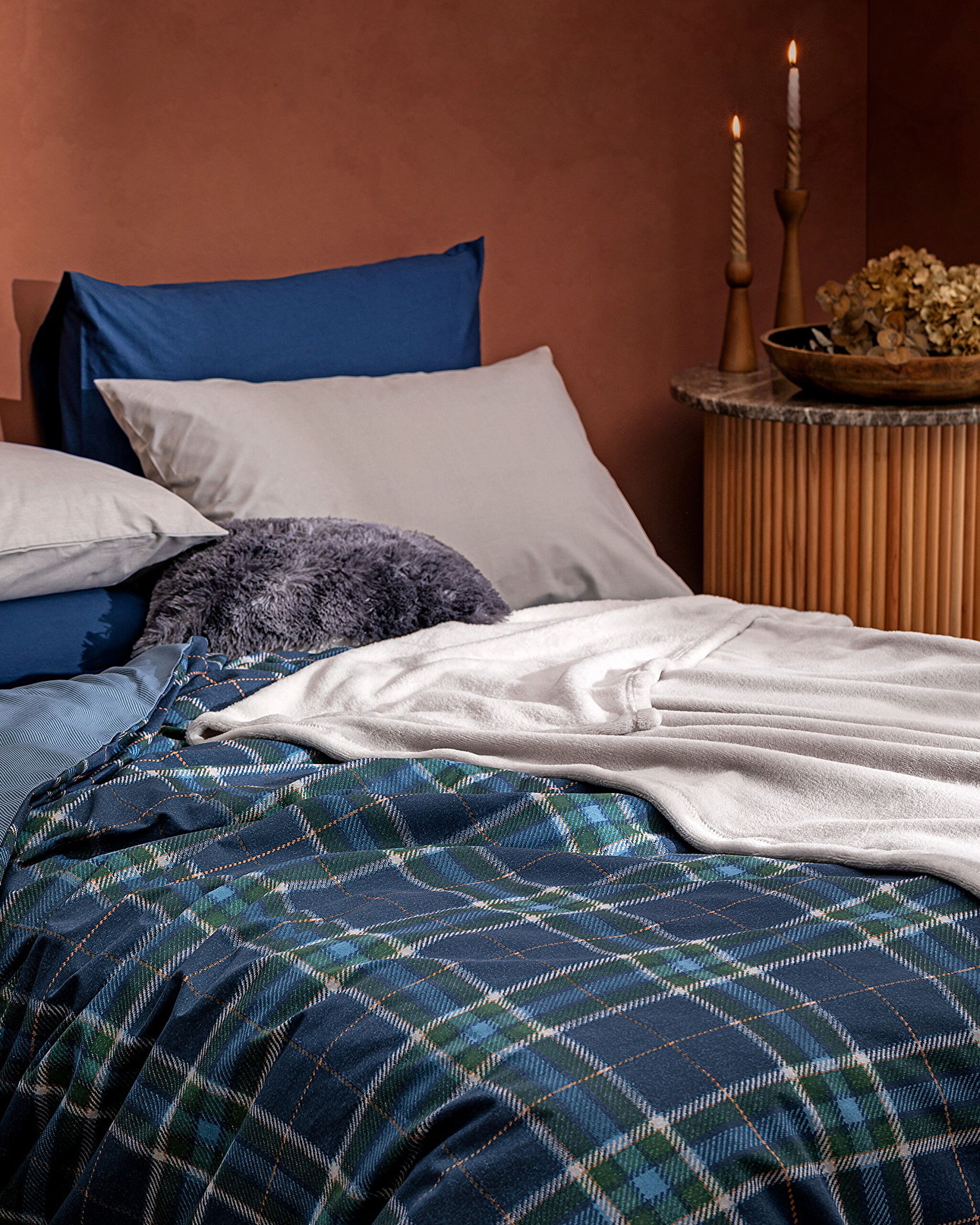 Parure de lit double Genre avec housse de couette et couverture - Gris - 2