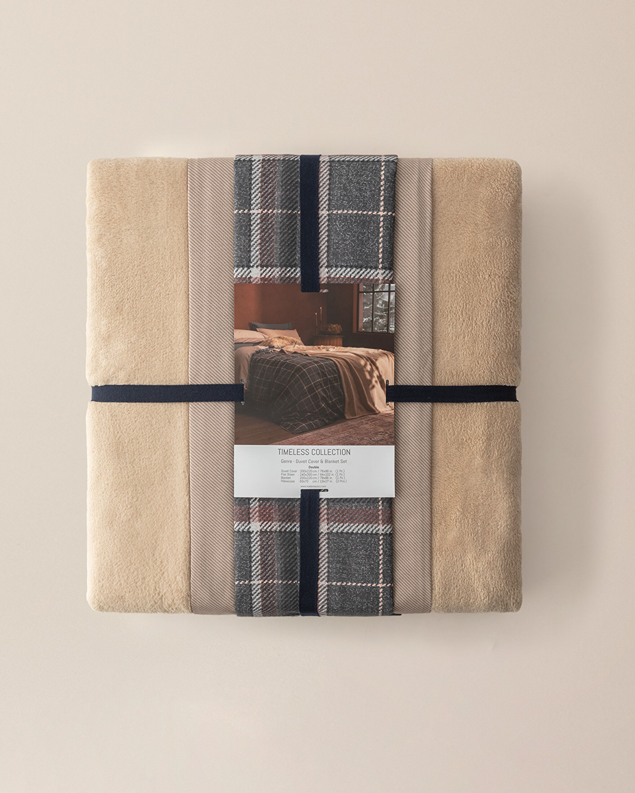 Ensemble de Housse de Couette Double Couverture Genre - Beige - 8