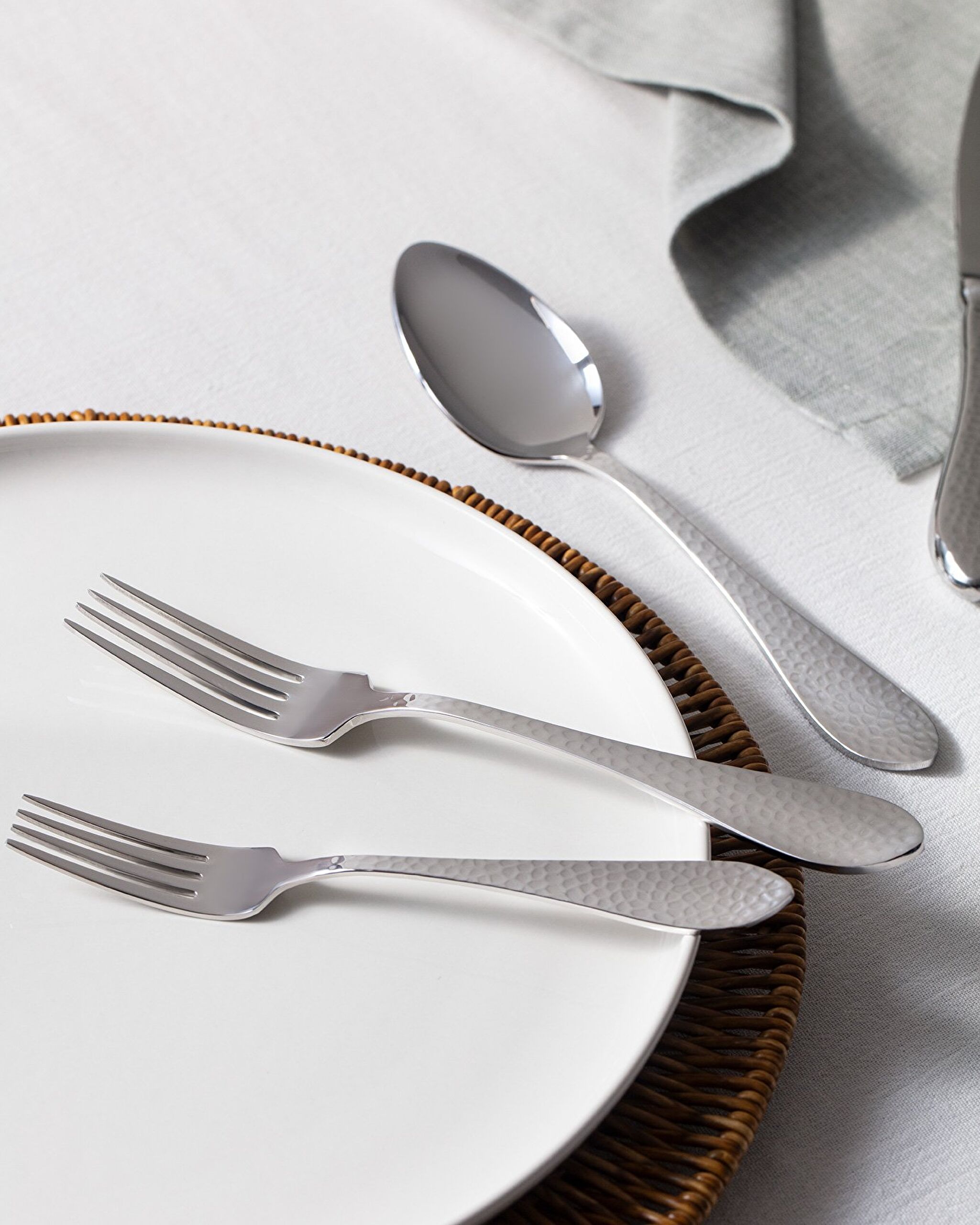 La Rose 84 Piece Fork Knife Spoon Set - Silver - 1