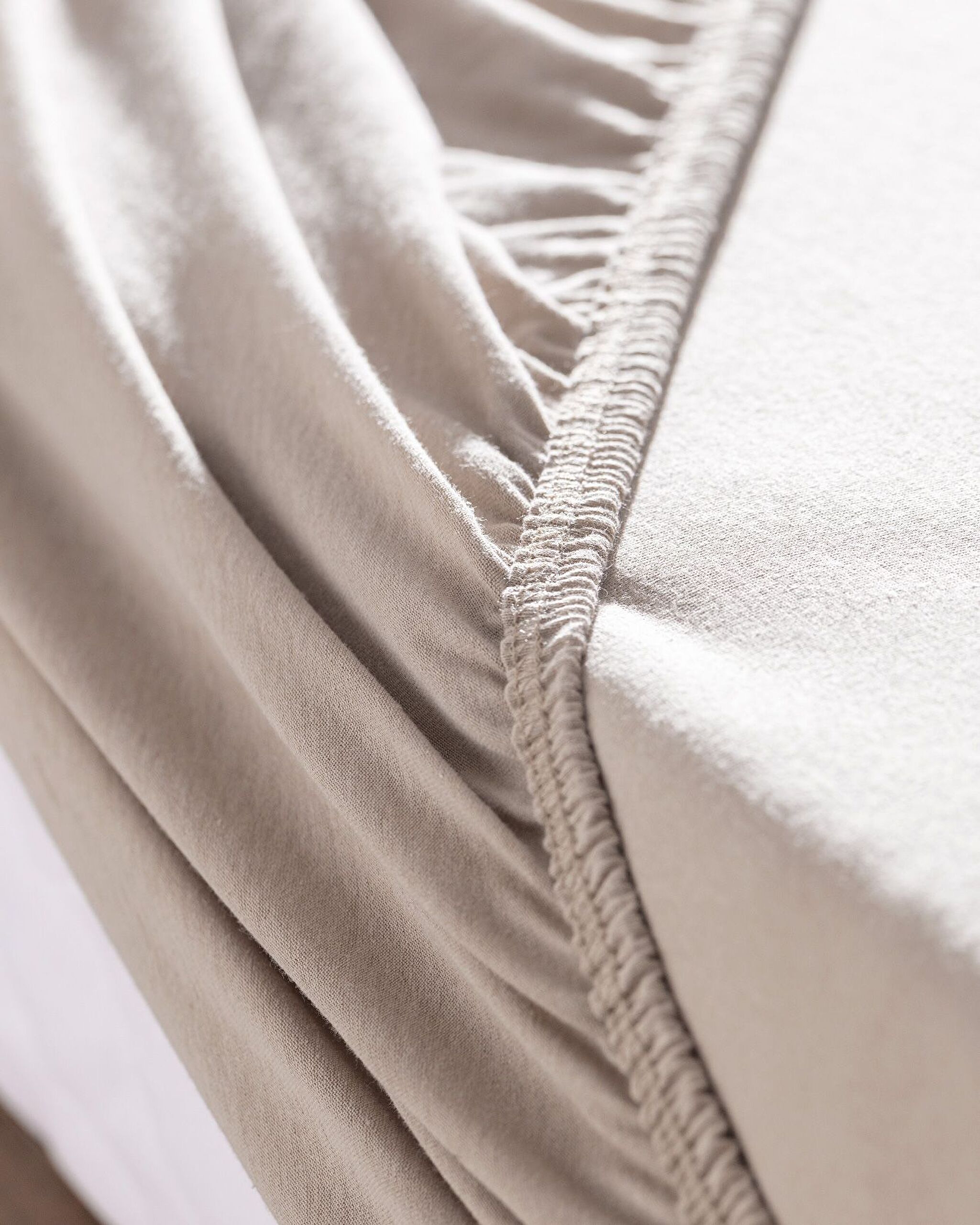 Drap double élastique peigné Valeria 100 % coton - Beige foncé - 1