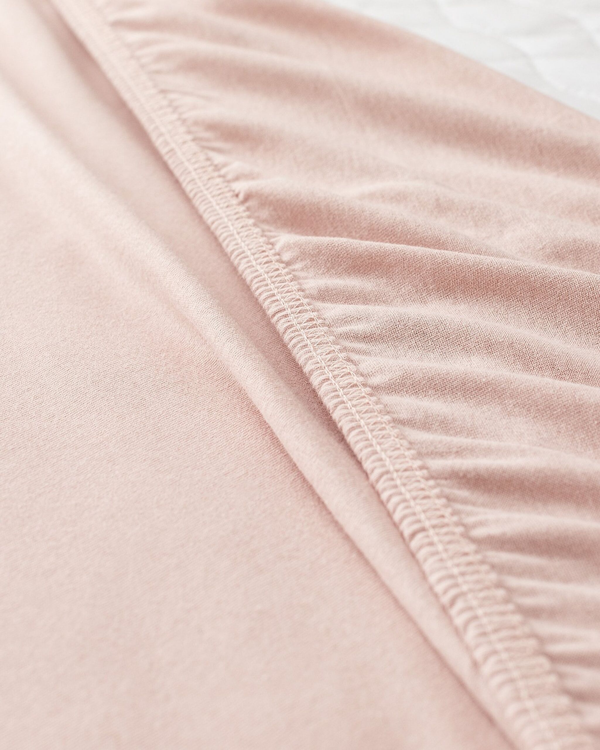 Drap de lit simple élastique 100% coton peigné - Poudre - 2