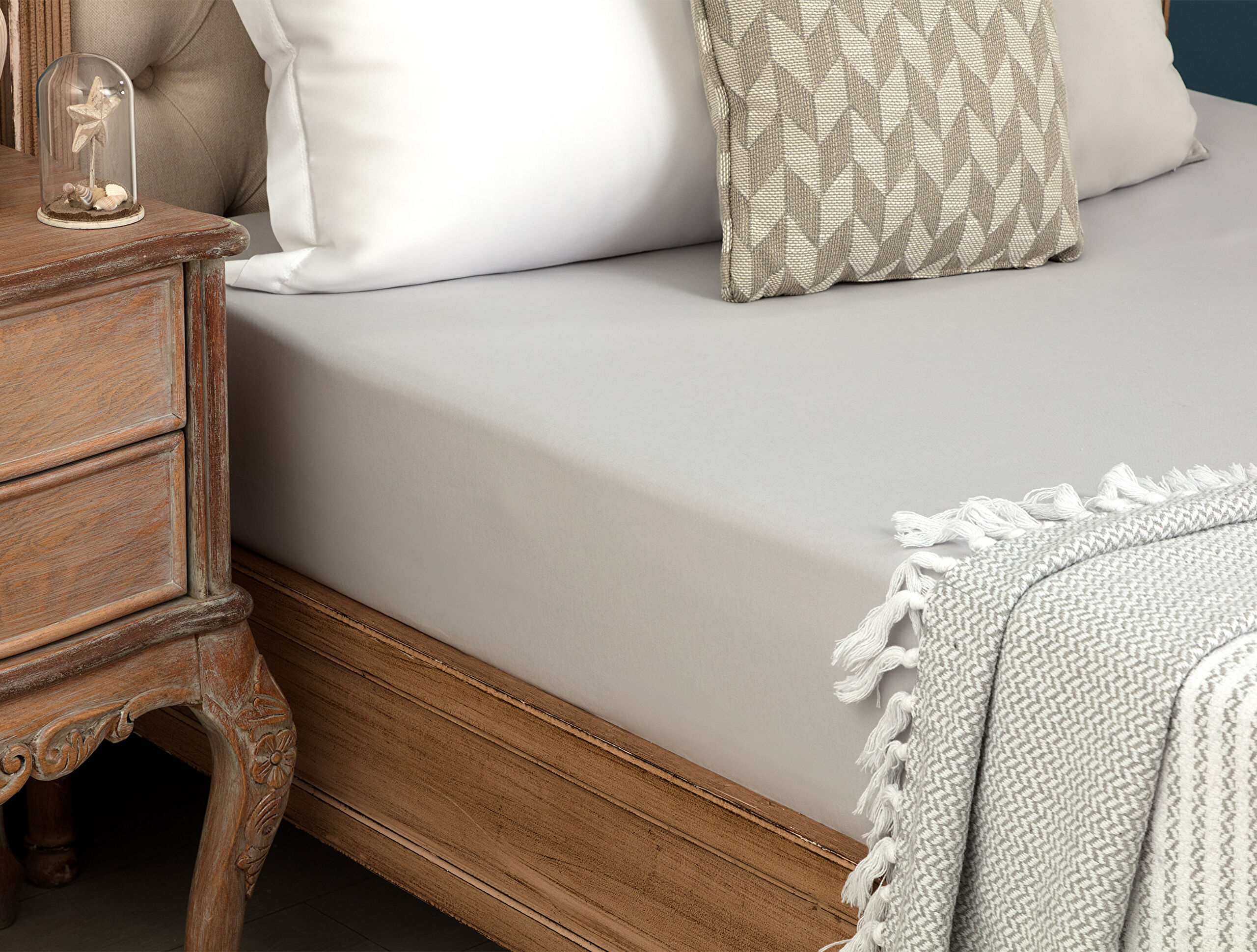 Drap-housse Ranforce simple 100 % coton Eloise - Gris - 0