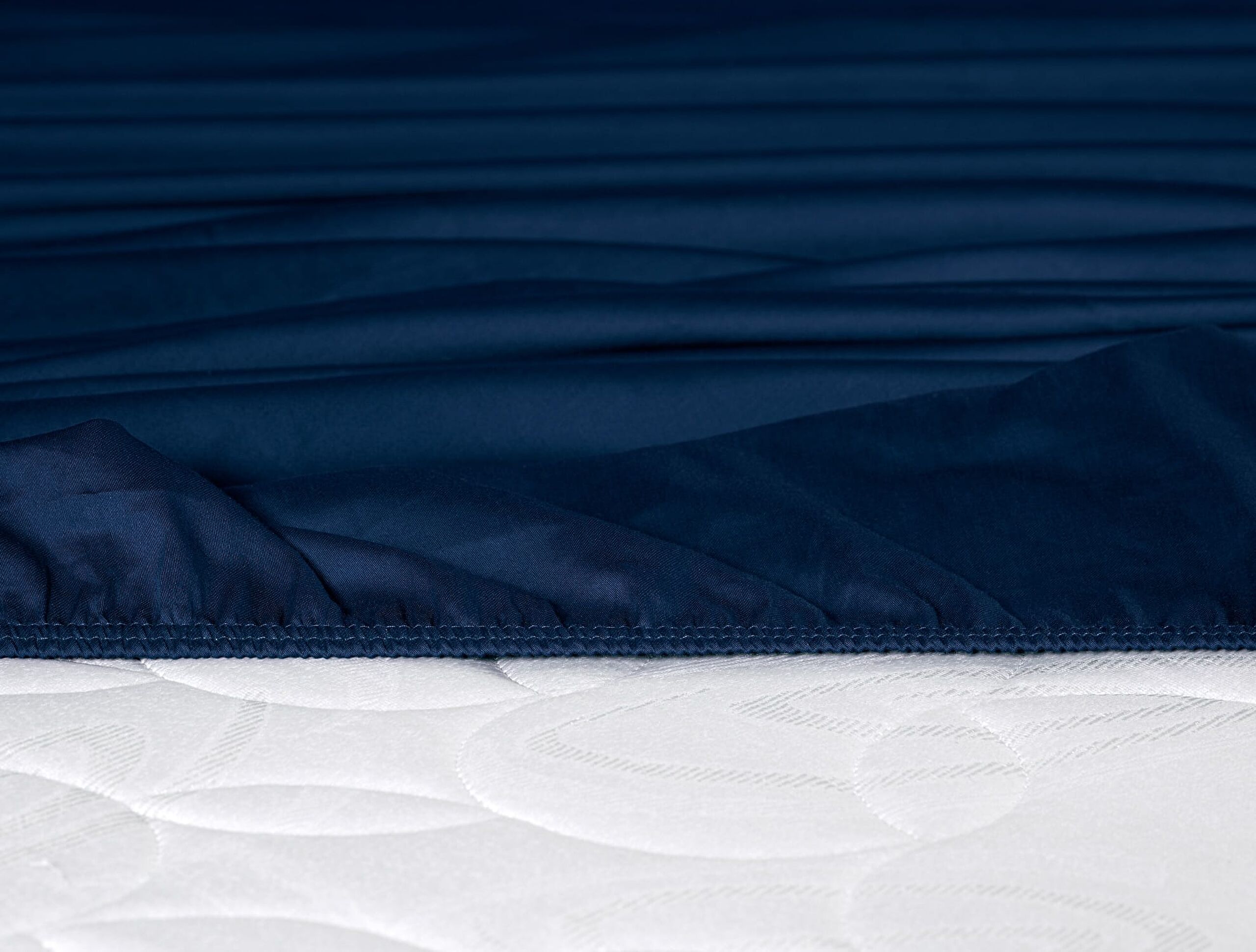 Ciel Double Elastic Satin Sheet - Navy Blue - 1