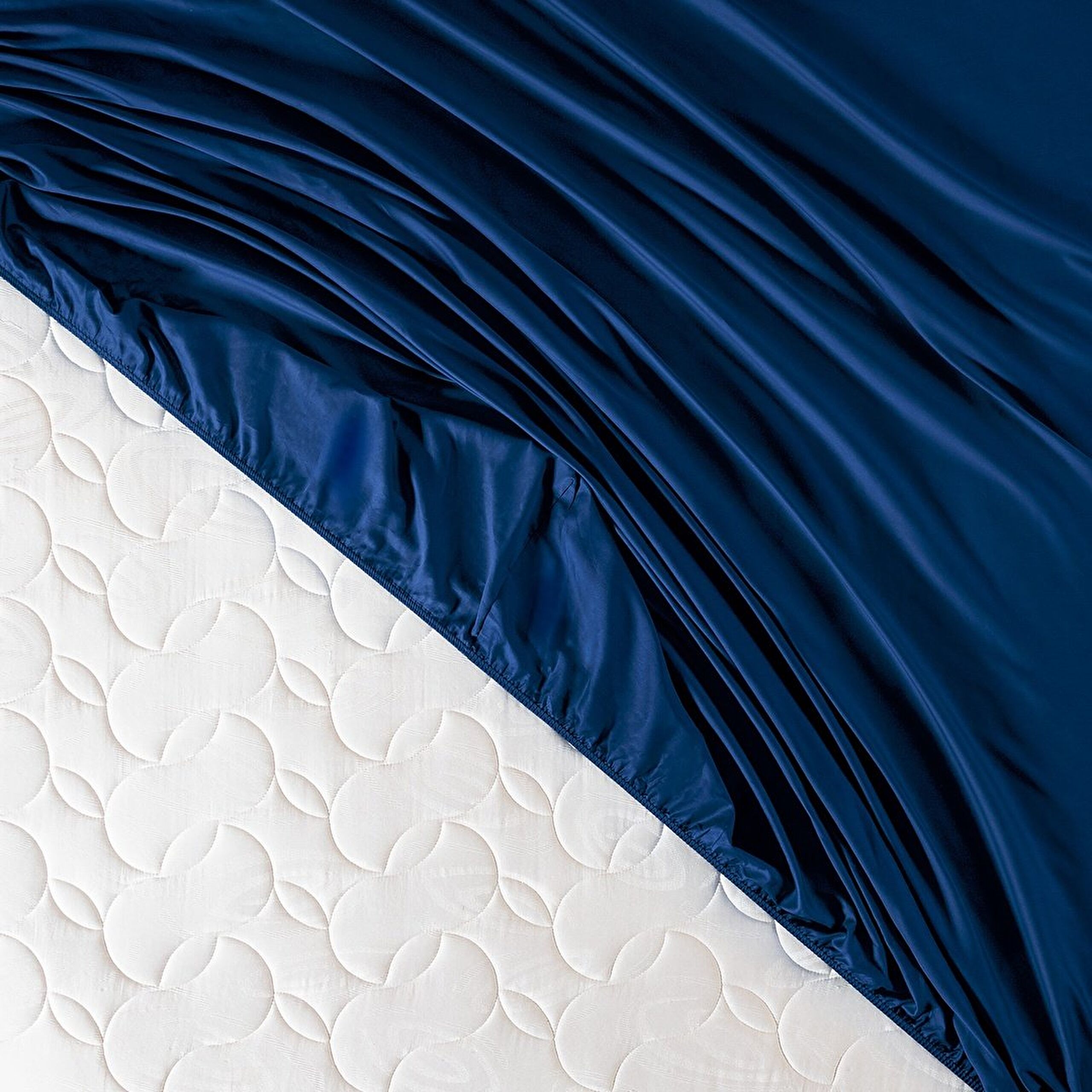 Ciel Double Elastic Satin Sheet - Navy Blue - 0