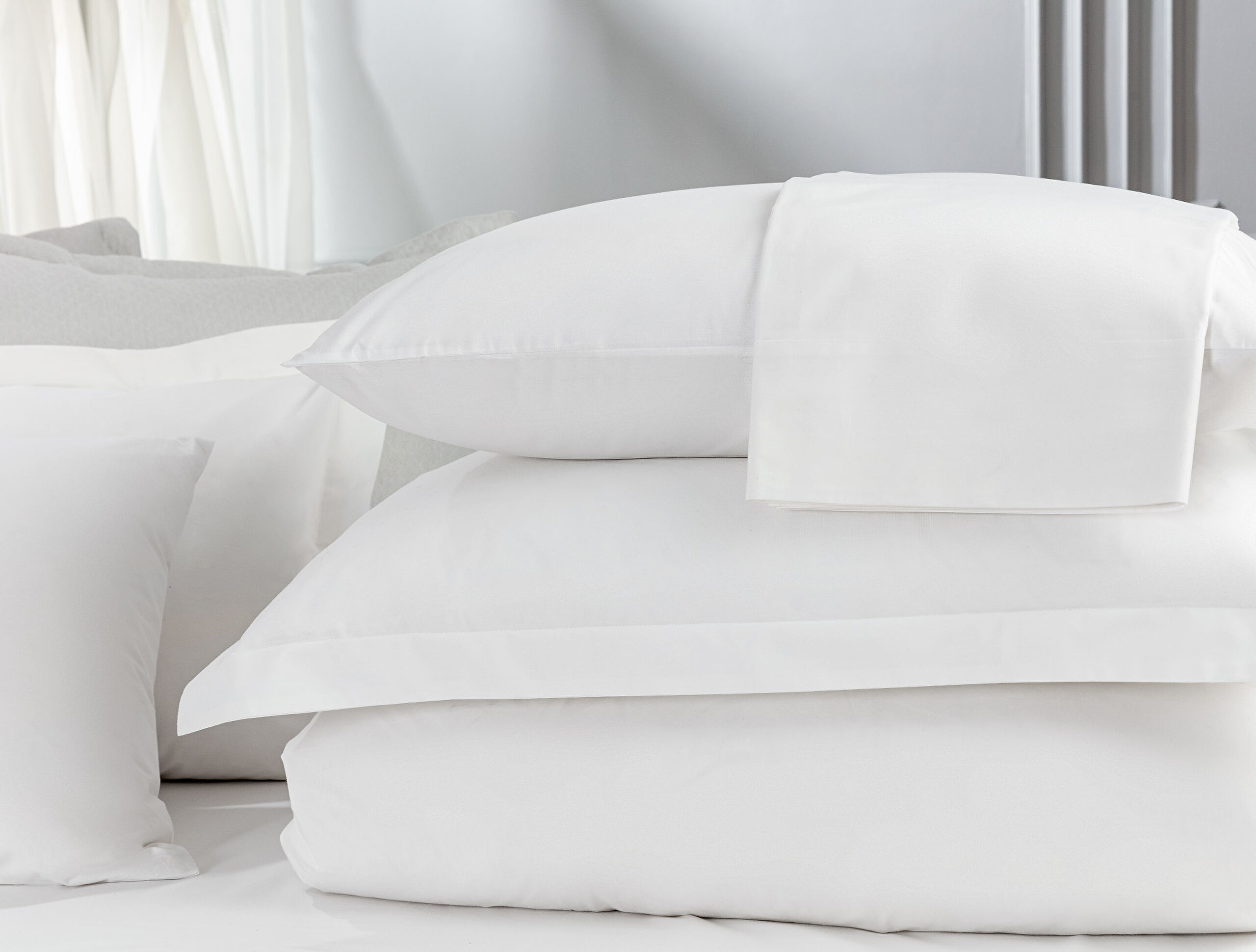 Daisi Doppel-Ranforce-Bettlaken - Weiß - 2