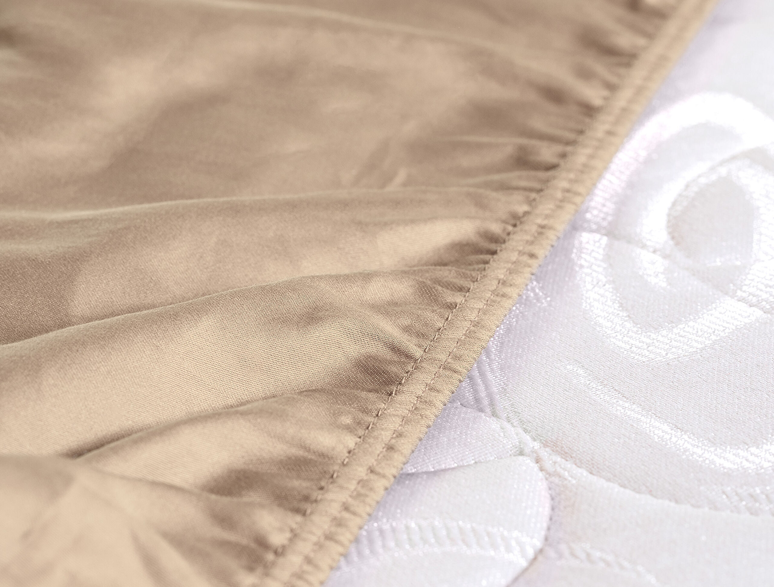 Drap en Satin Élastique Ciel King Size Plus - Beige - 3