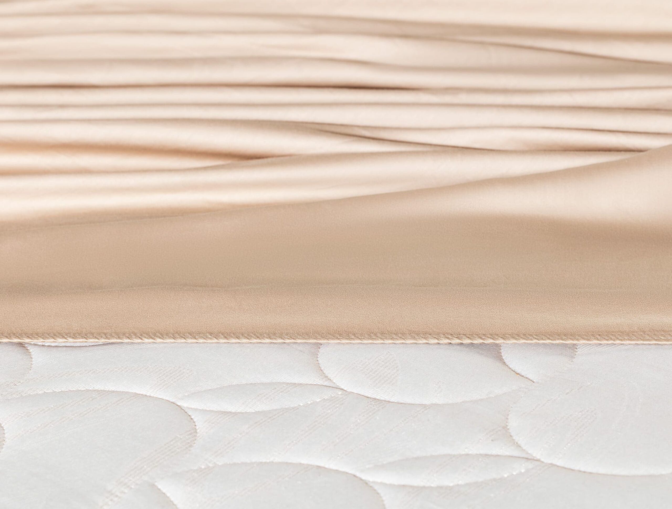 Ciel King Size Plus Lastikli Saten Çarşaf - Bej - 1