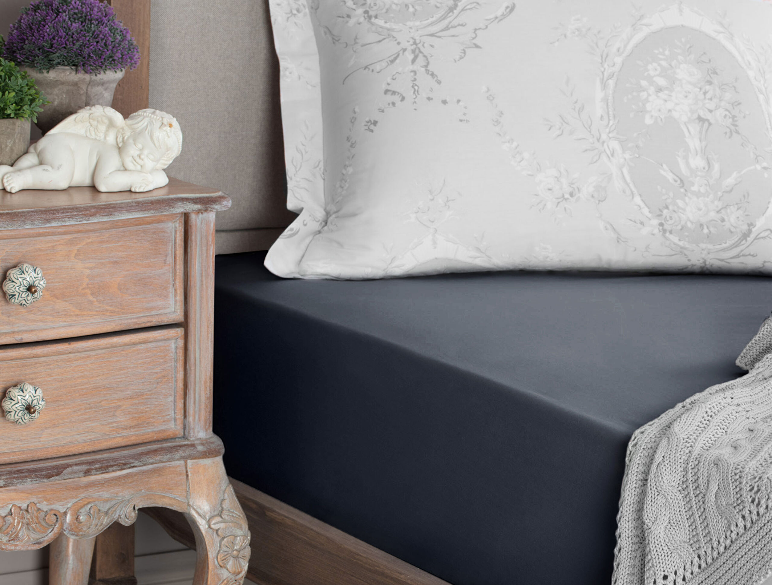 Drap-housse simple 100 % coton Ranforce Manon - 0