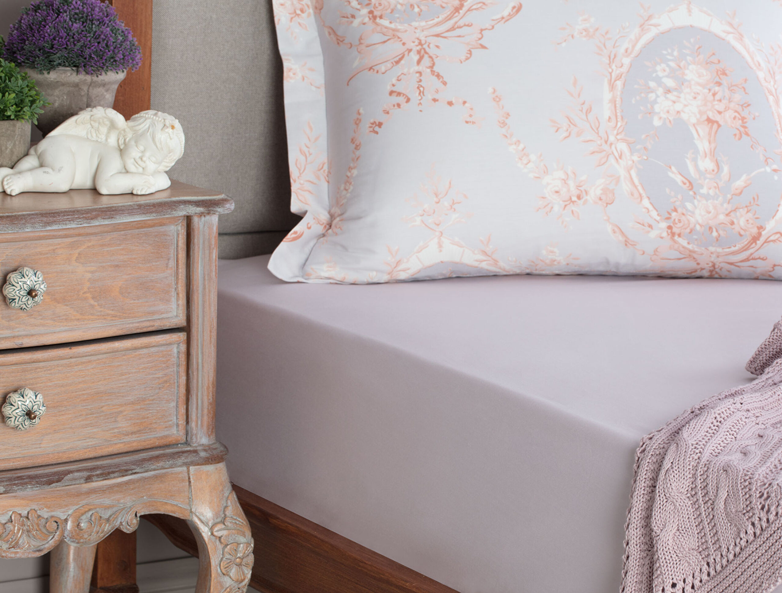 Drap de lit Ranforce élastique 100 % coton Manon Single Plus - A.Violet - 0