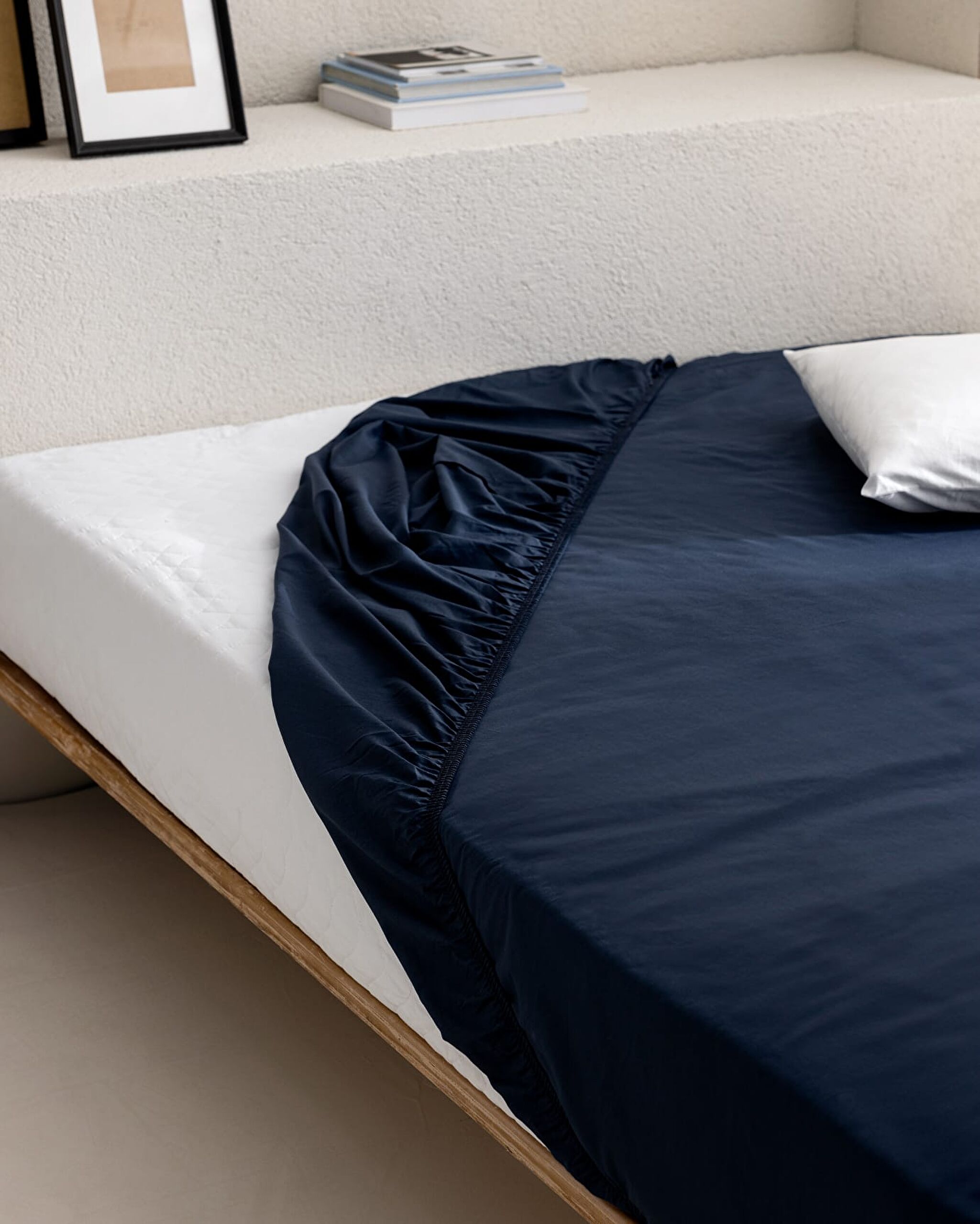 Manon King Size Plus 100% Cotton Ranforce Fitted Sheet - Navy Blue - 0