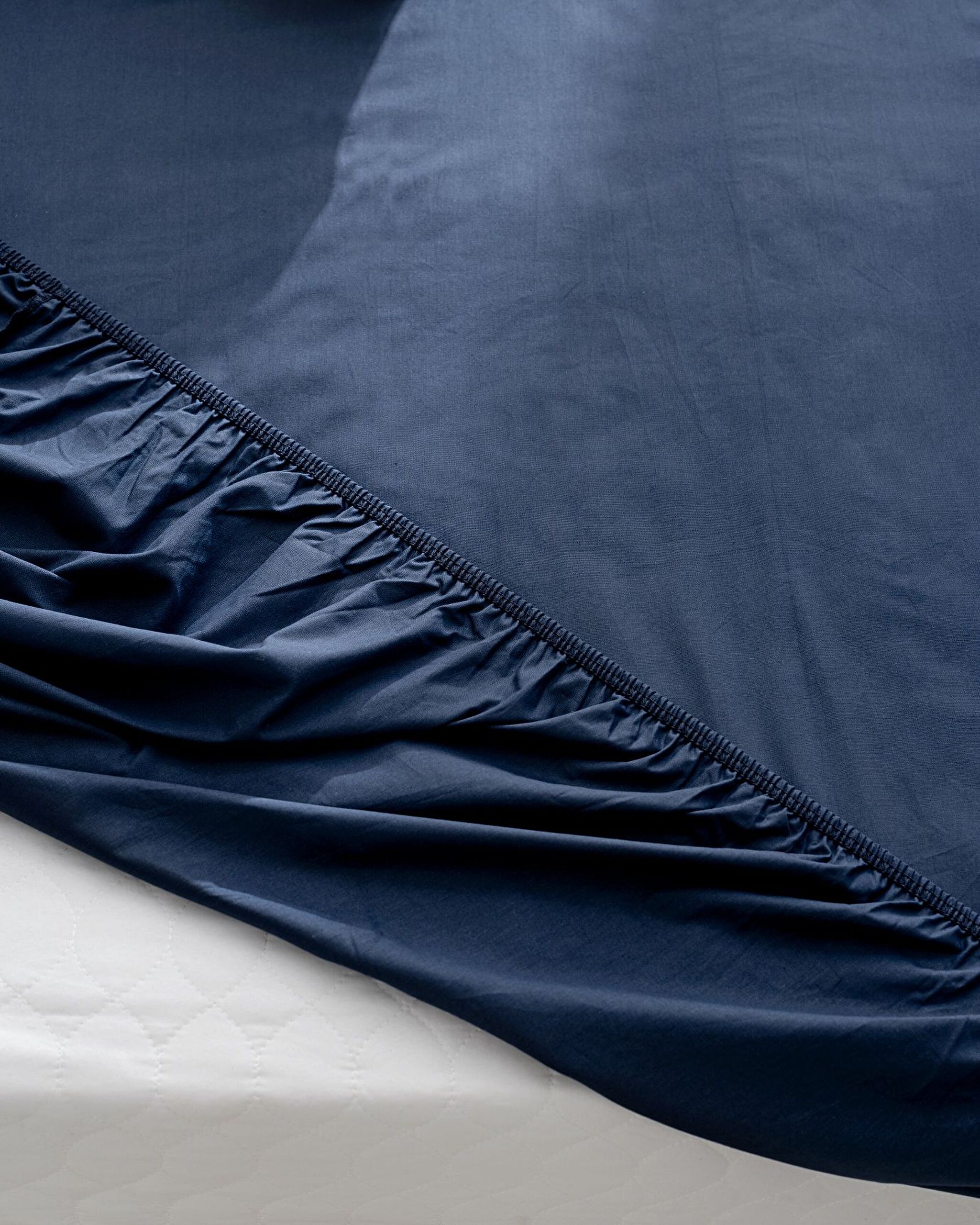 Drap-housse Ranforce simple 100 % coton Manon - Bleu marine - 2