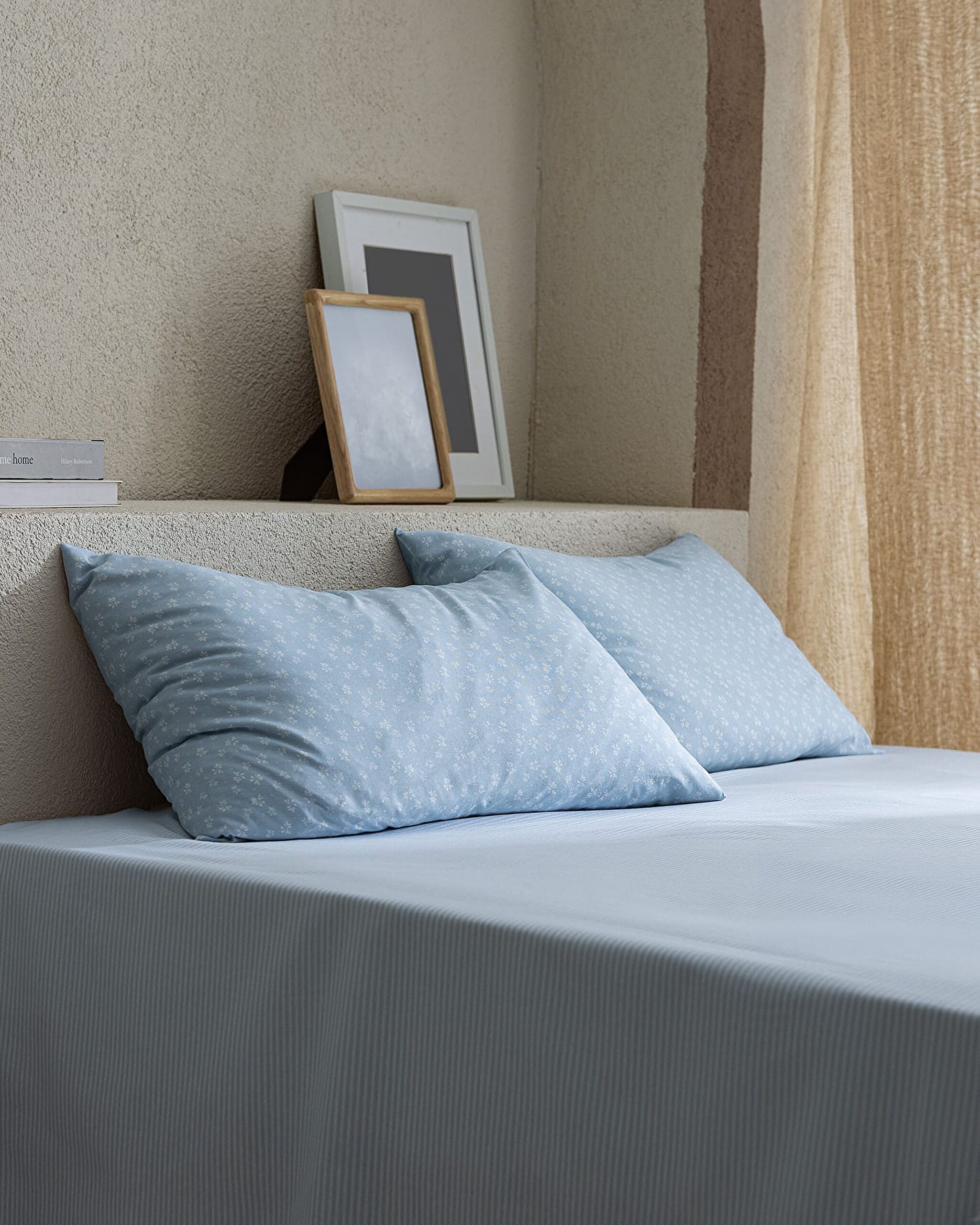 Ensemble de draps double en coton Marlie - Bleu - 1