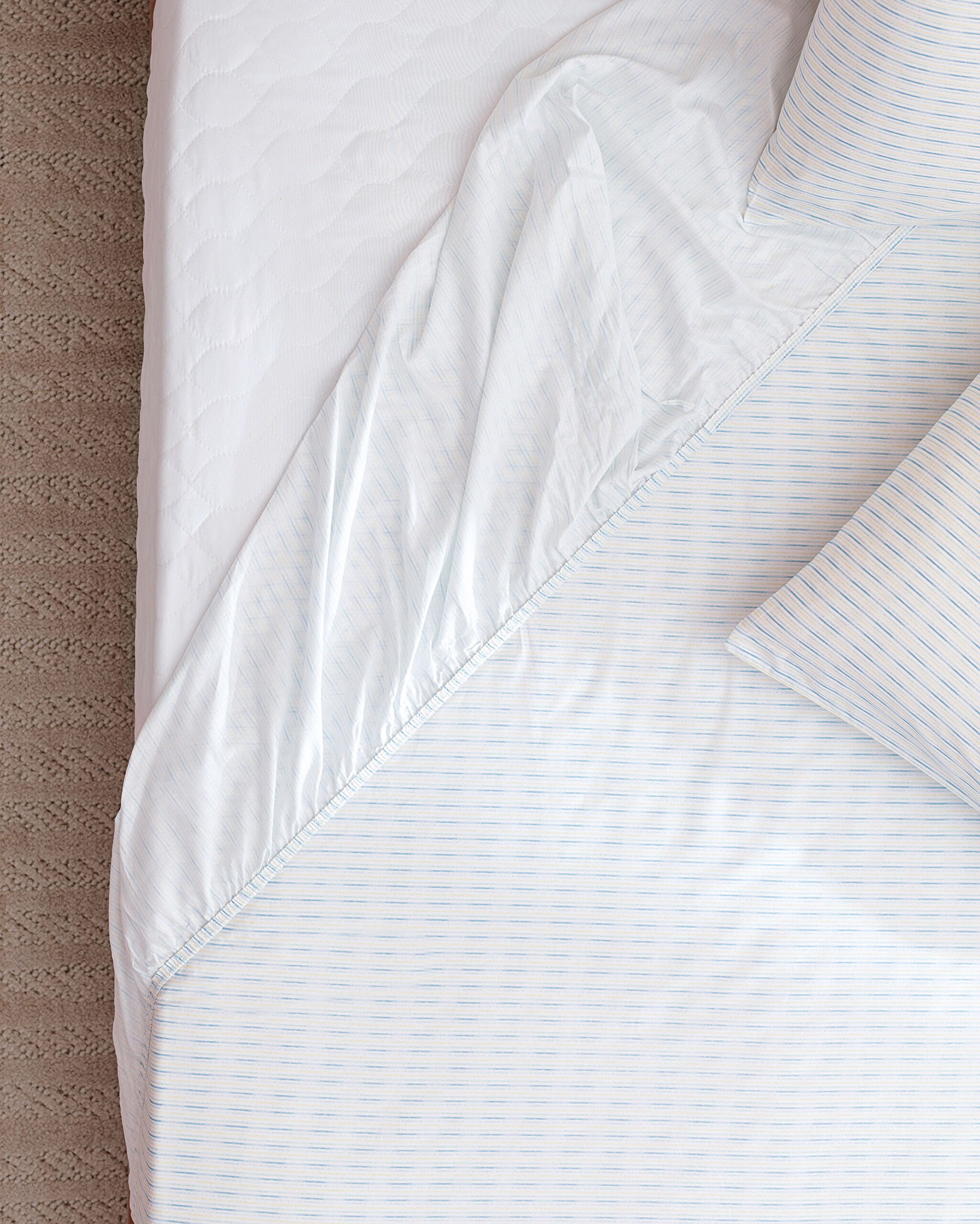 Ensemble de draps-housses Ranforce imprimés 100 % coton simple Carlo - Vert menthe - 3