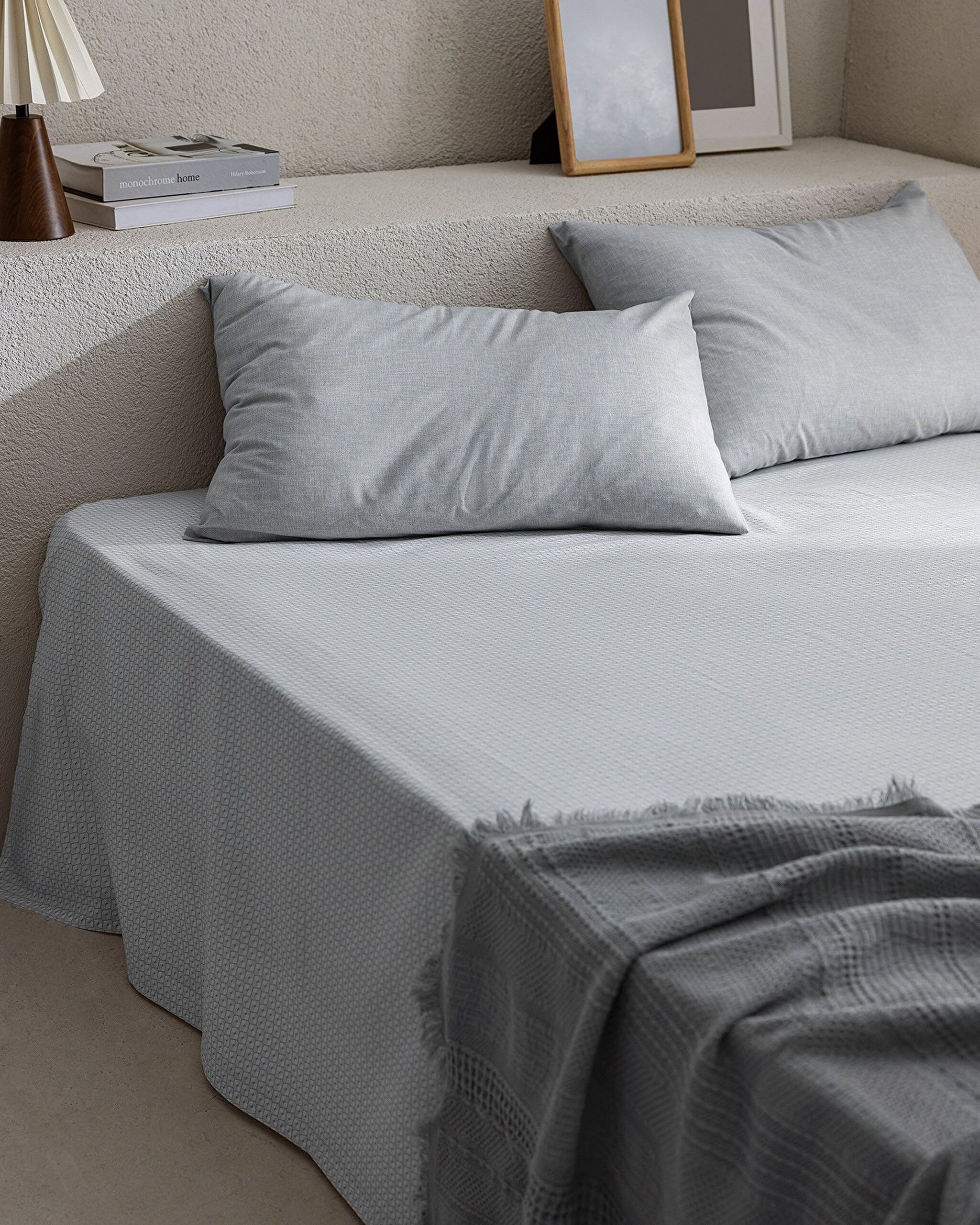 Ensemble de draps simples en coton Delrico - Gris - 0