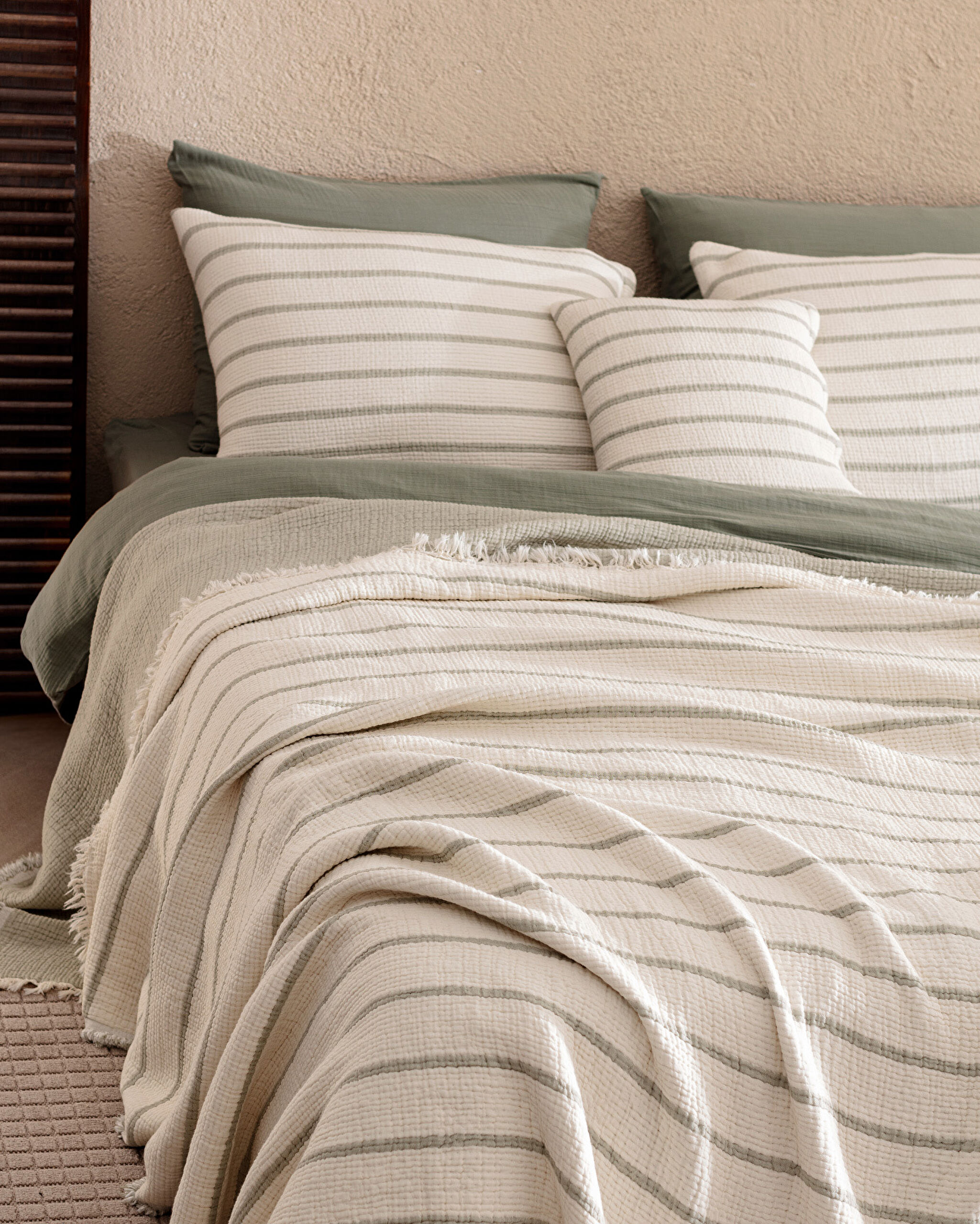 Ensemble de dot 8 pièces Marguerite - Kaki/Écru - 1