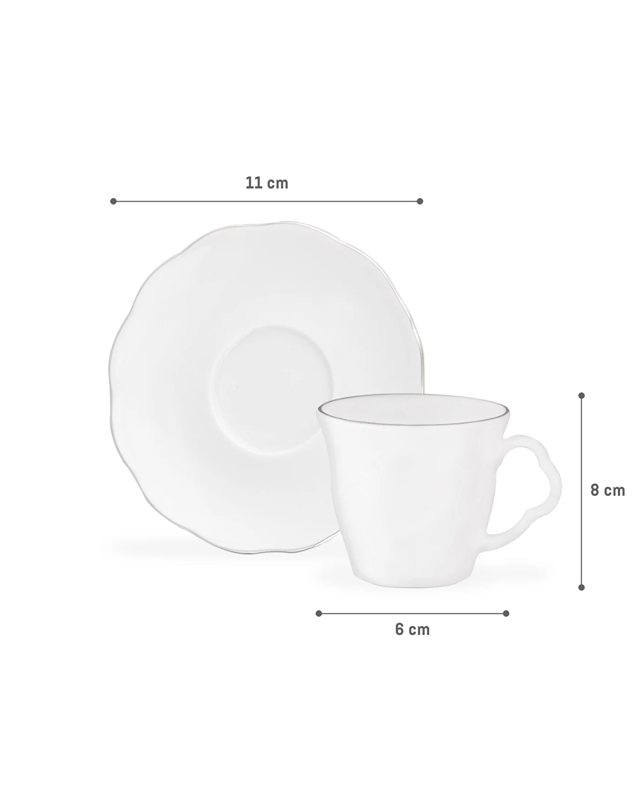 Vela Ensemble de tasses à café 12 pièces pour 6 personnes - Blanc/Argent - 90 ml - 1