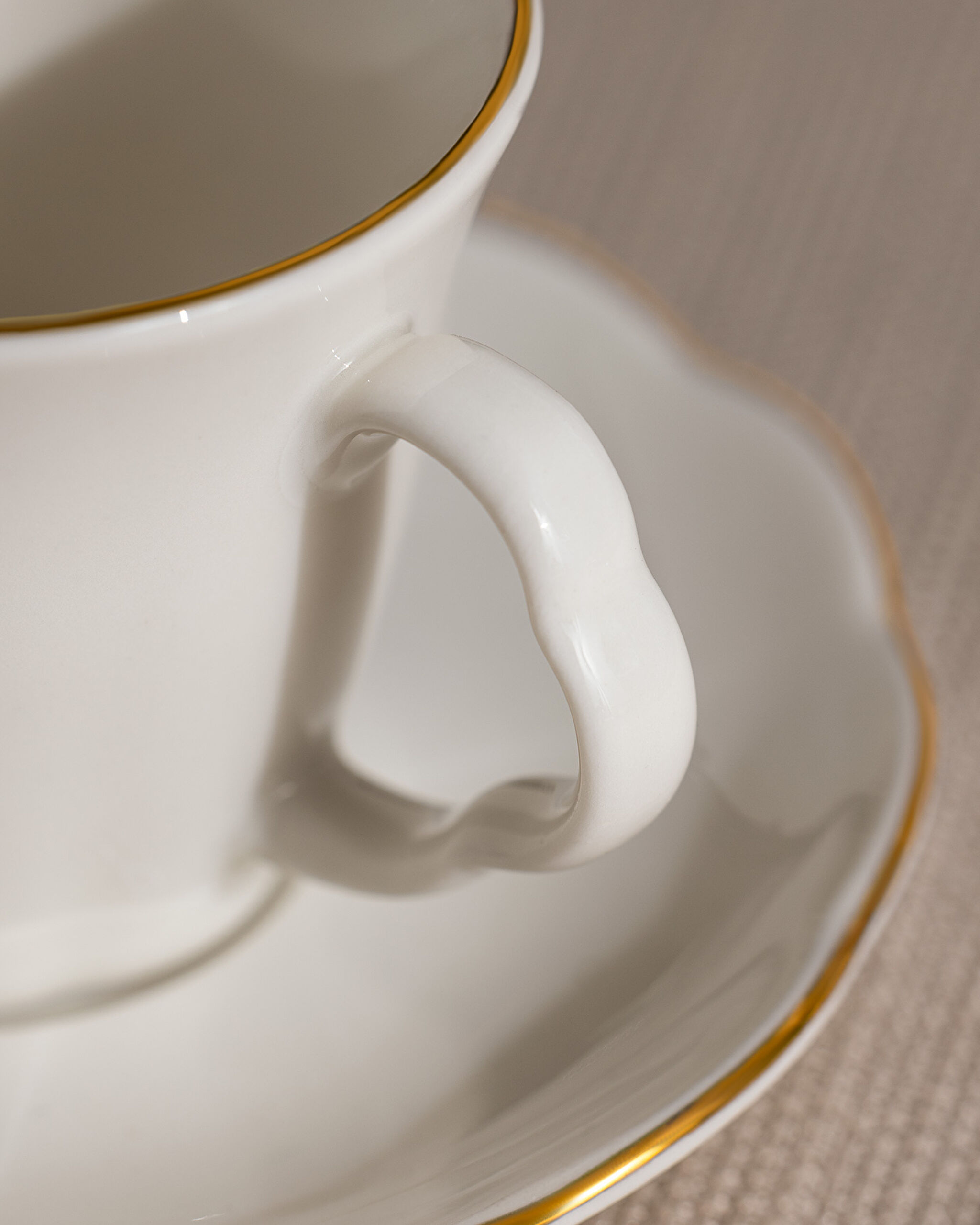 Coffret de 12 tasses à café Vela pour 6 personnes - Blanc/Or - 90 ml - 3