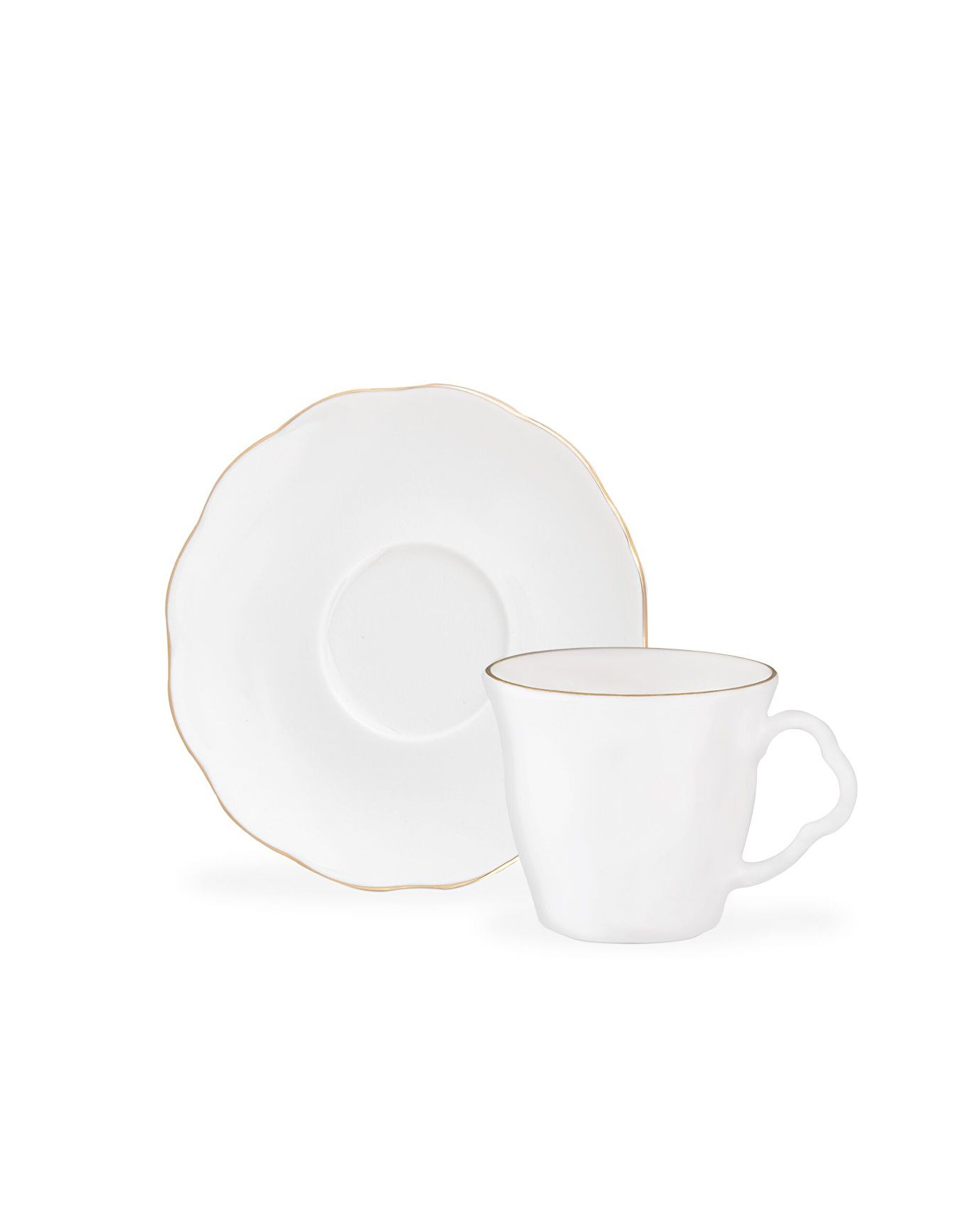 Coffret de 12 tasses à café Vela pour 6 personnes - Blanc/Or - 90 ml - 4