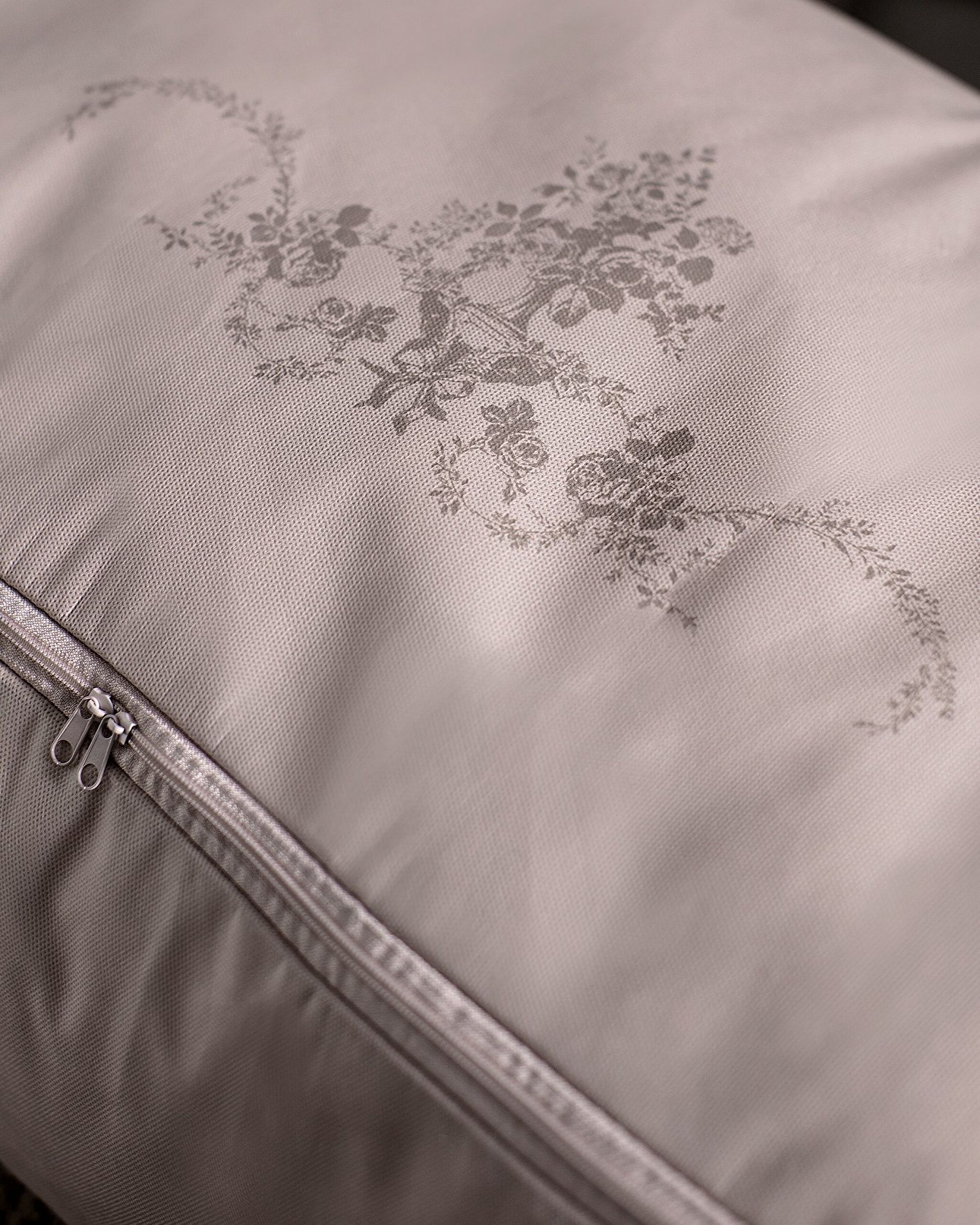 Sacoche Imprimée à Motif de Fleurs - Gris - 64x41x35 cm - 1