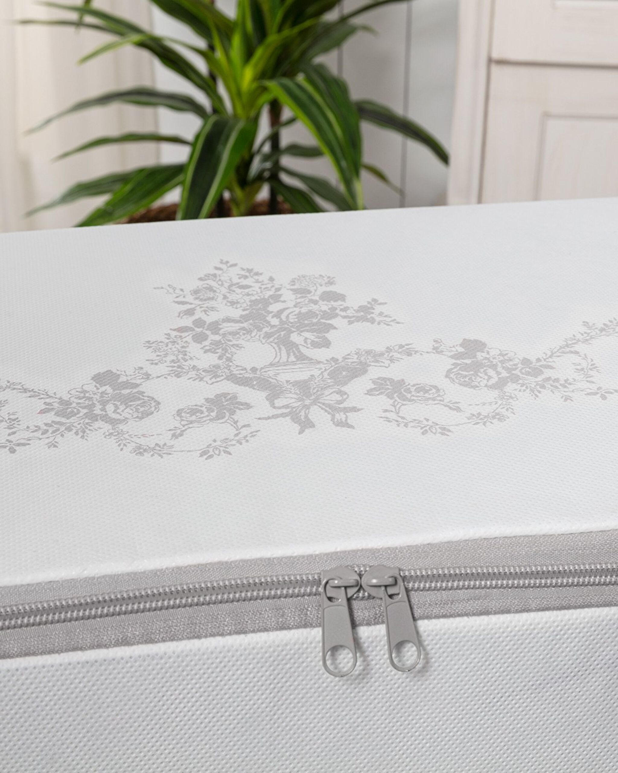 Sacoche Imprimée à Motif de Fleurs - Blanc/Gris - 52x28x21 cm - 2