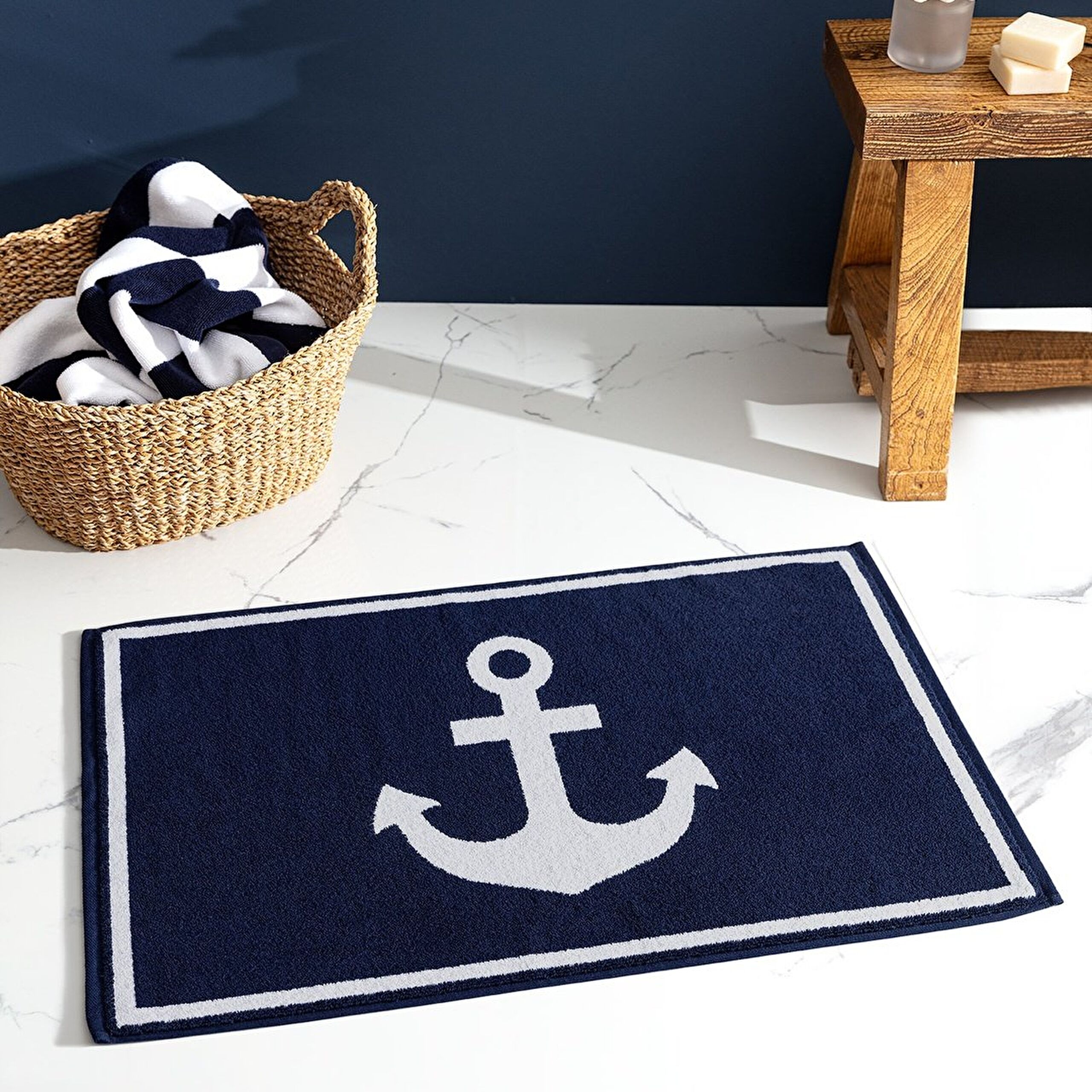 ⁠ Πετσέτα ποδιών Anchor - Navy Blue - 50x80 cm_0}