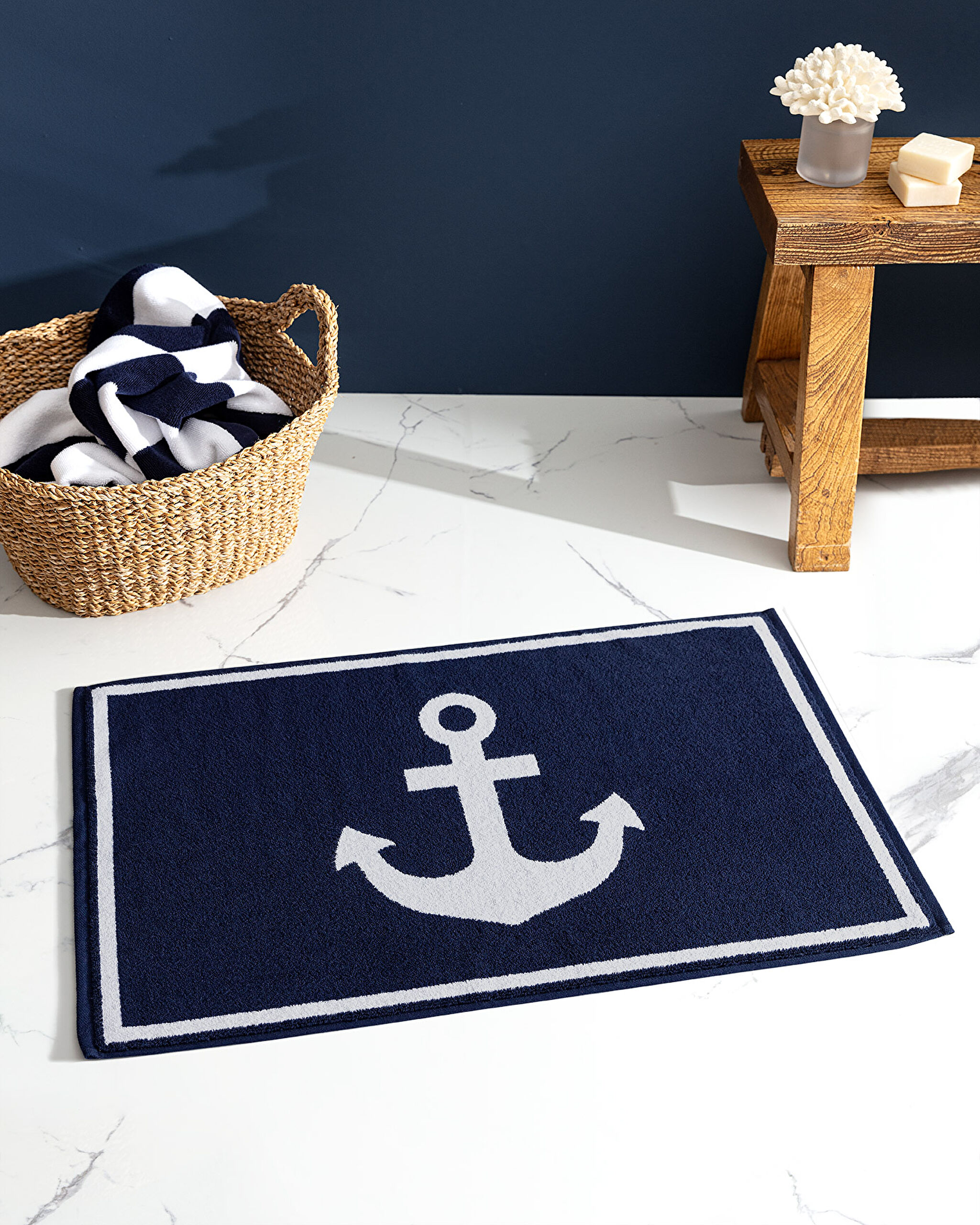⁠ Anchor Πετσέτα Ποδιών - Σκούρο Μπλε - 50x80 Cm_0}