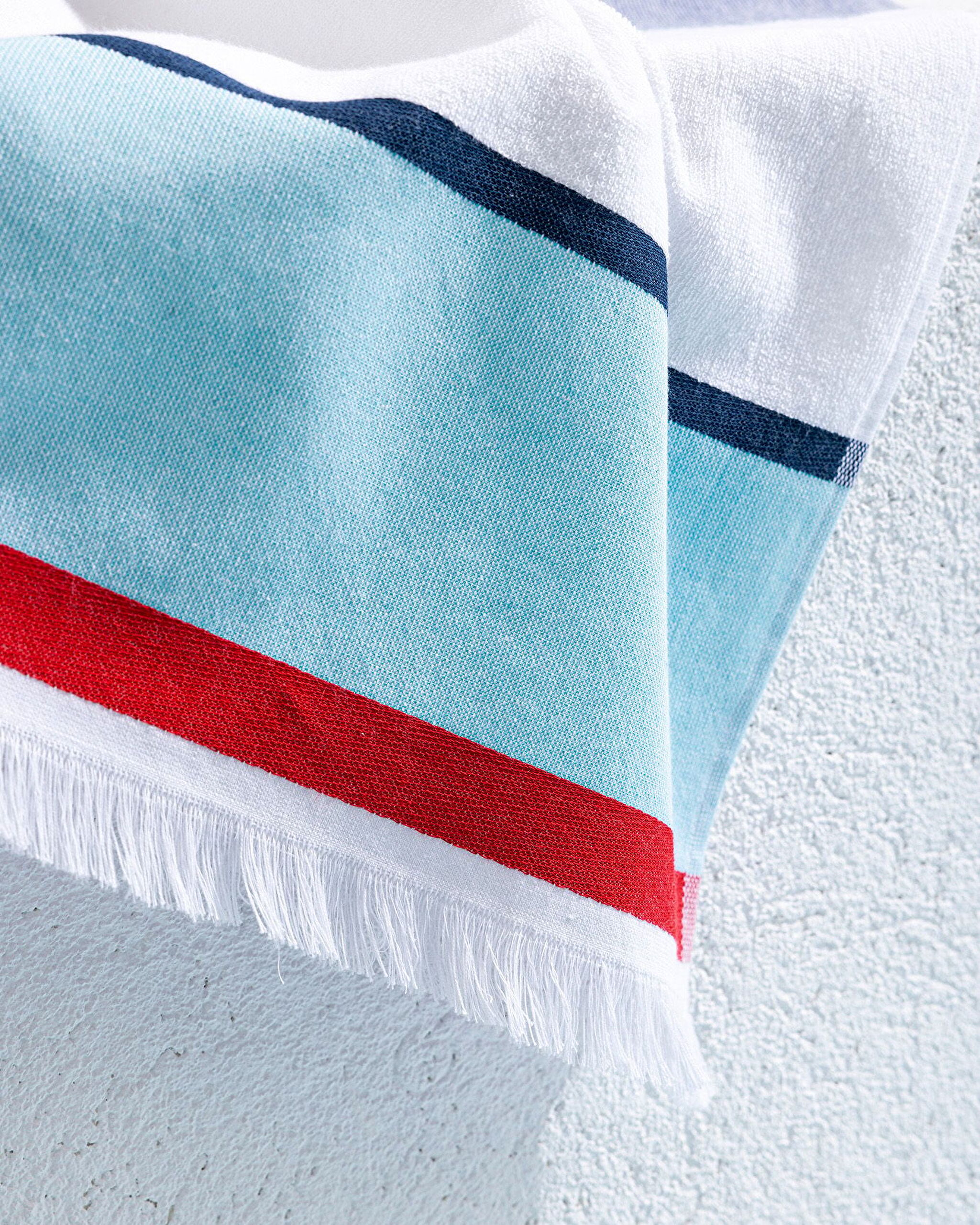 Serviette de Plage Ella 100% Coton - Turquoise/Rouge - 70x150 cm - 2