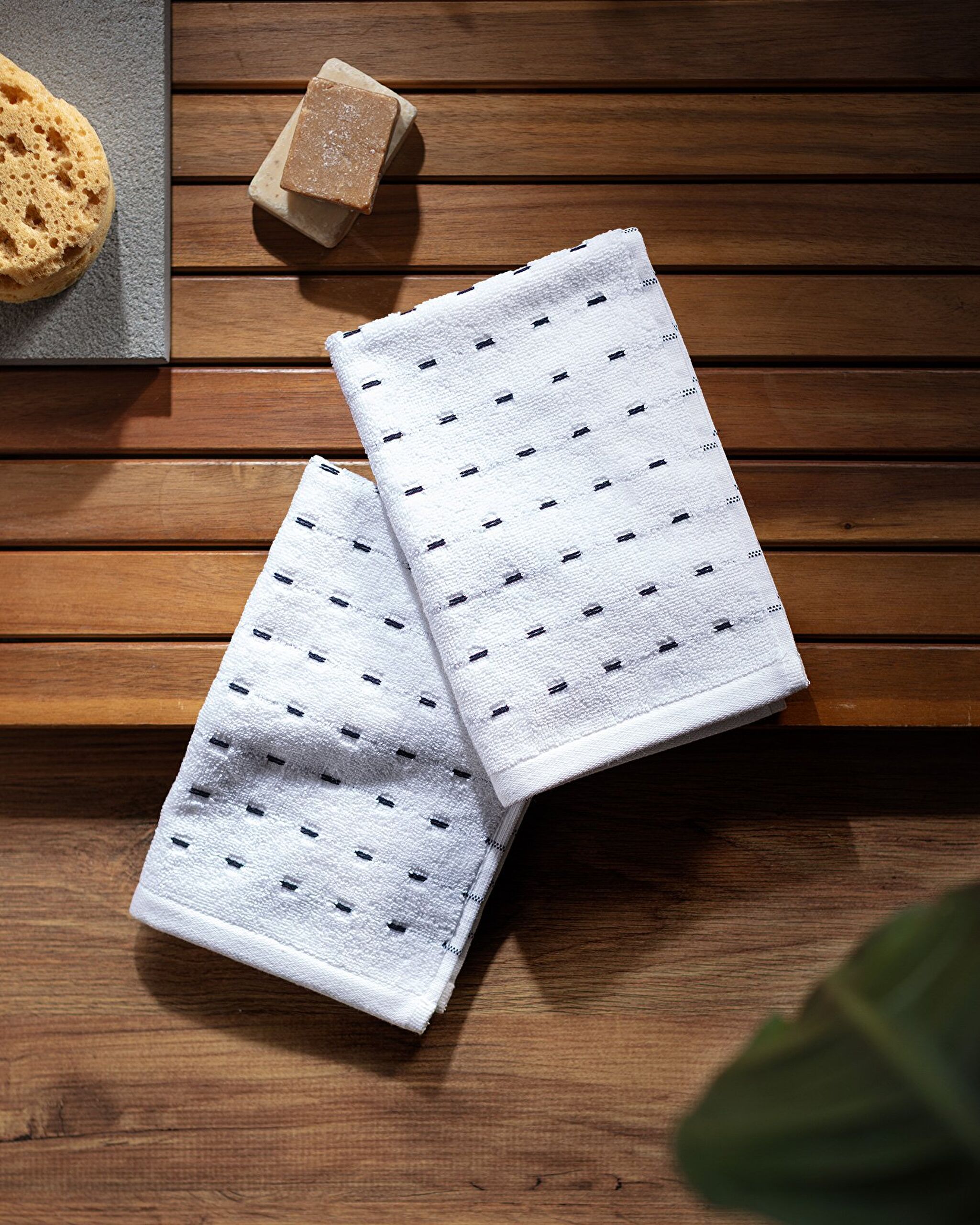 Leroy Lot de 2 Essuie-Mains 100% Coton - Blanc - 0