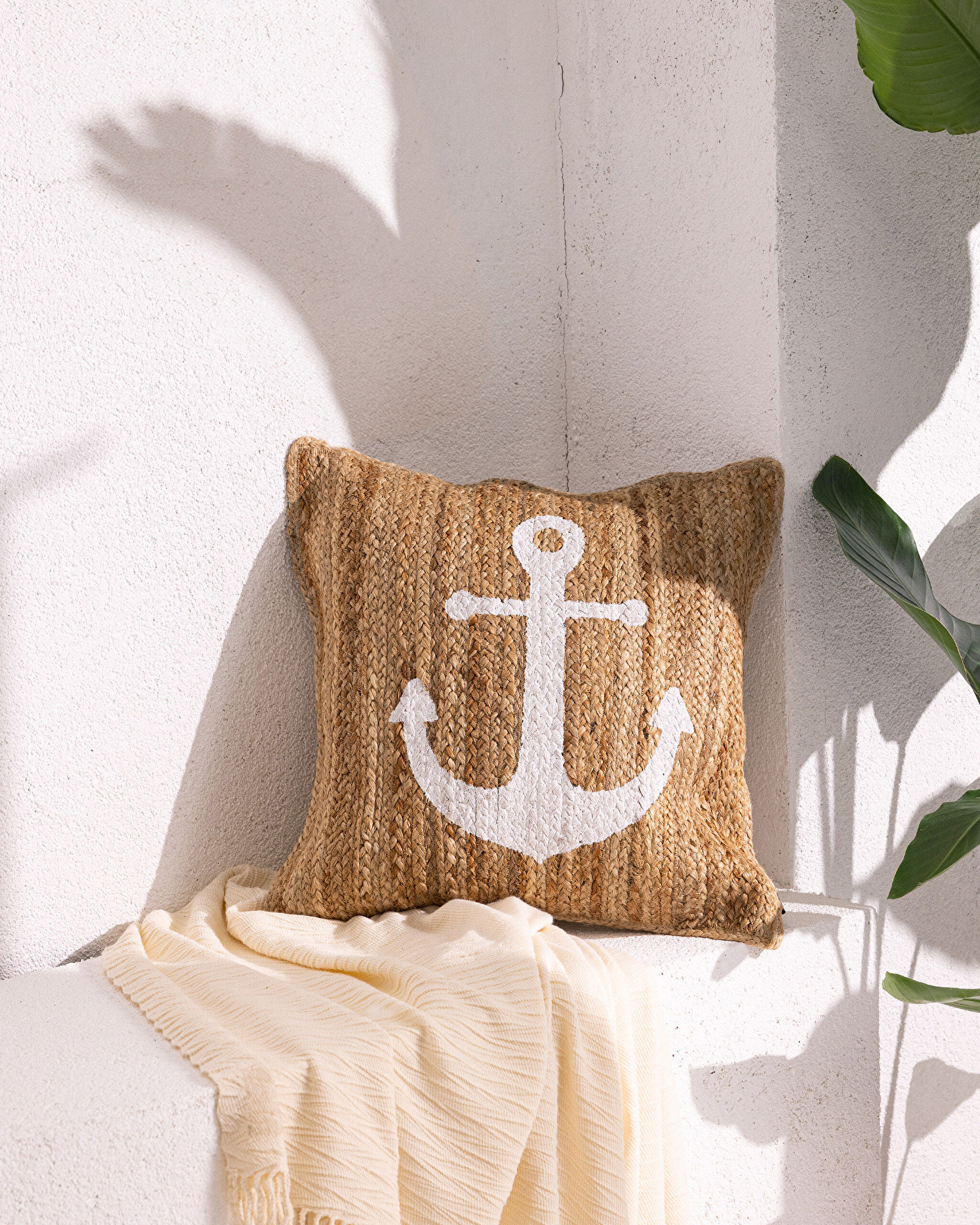 Housse de Coussin Versailles en Jute - Naturel - 50x50 cm - 0