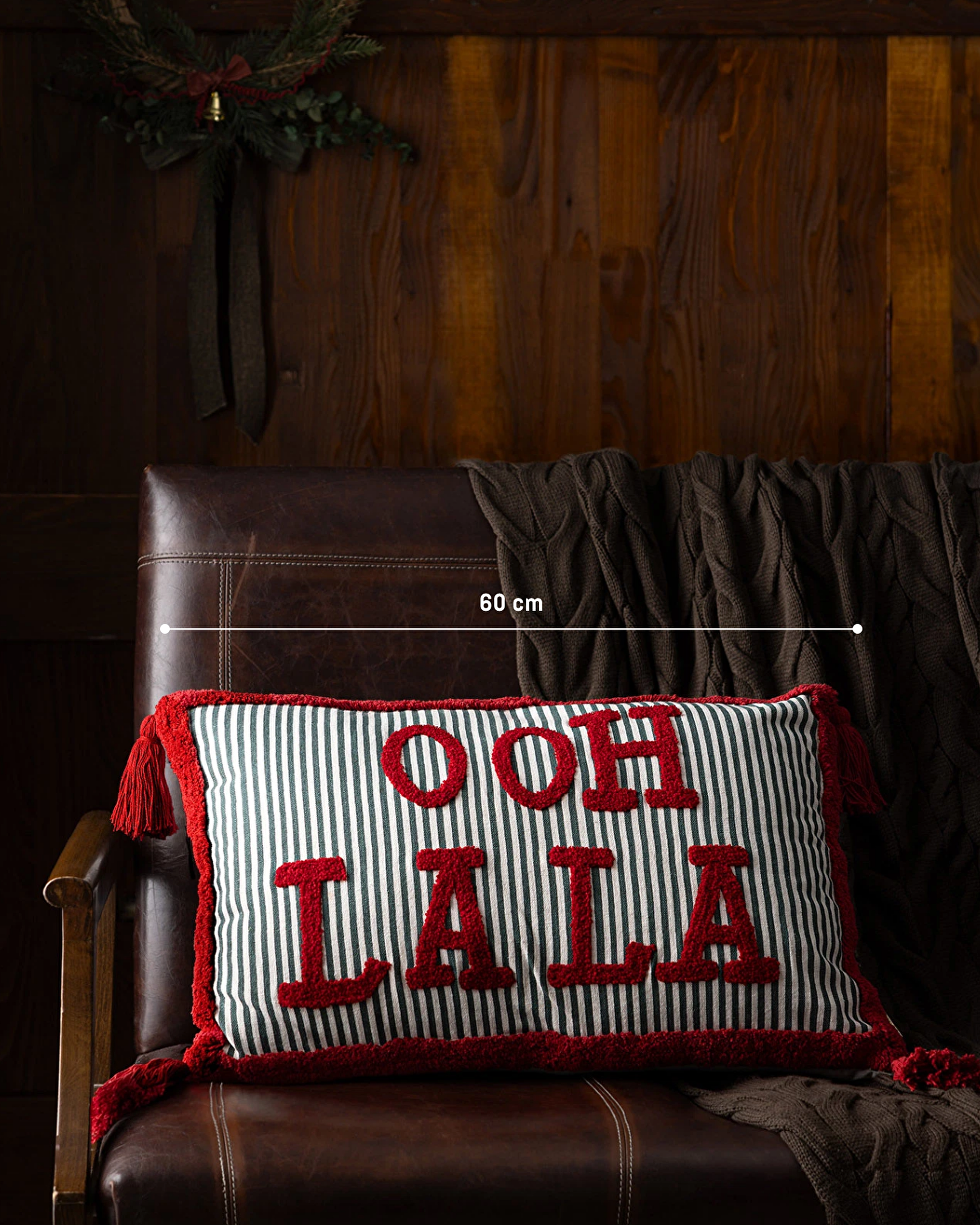 Housse de Coussin en Coton Dordogne - Blanc/Vert/Rouge - 40x60 cm - 4