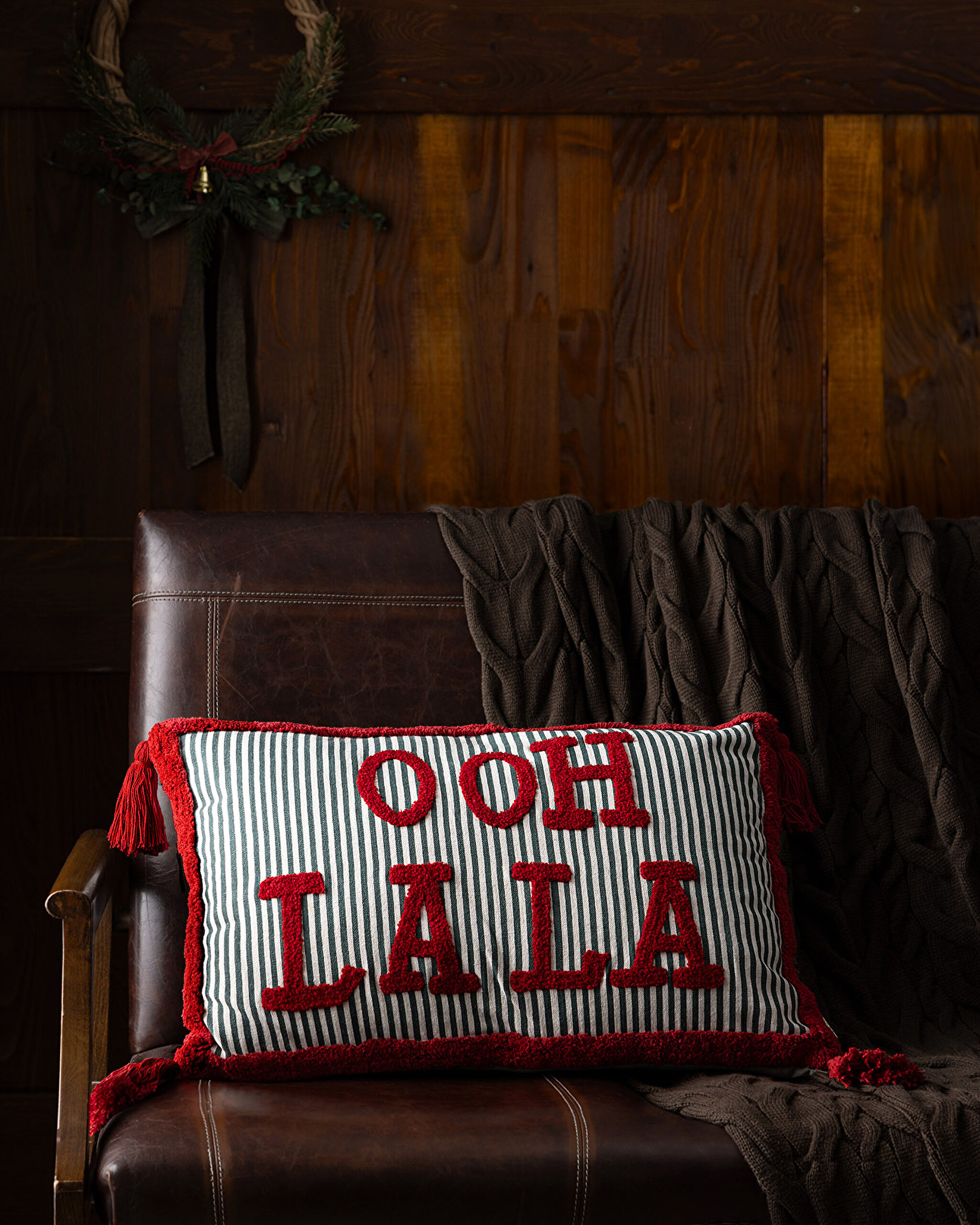 Housse de Coussin en Coton Dordogne - Blanc/Vert/Rouge - 40x60 cm - 0