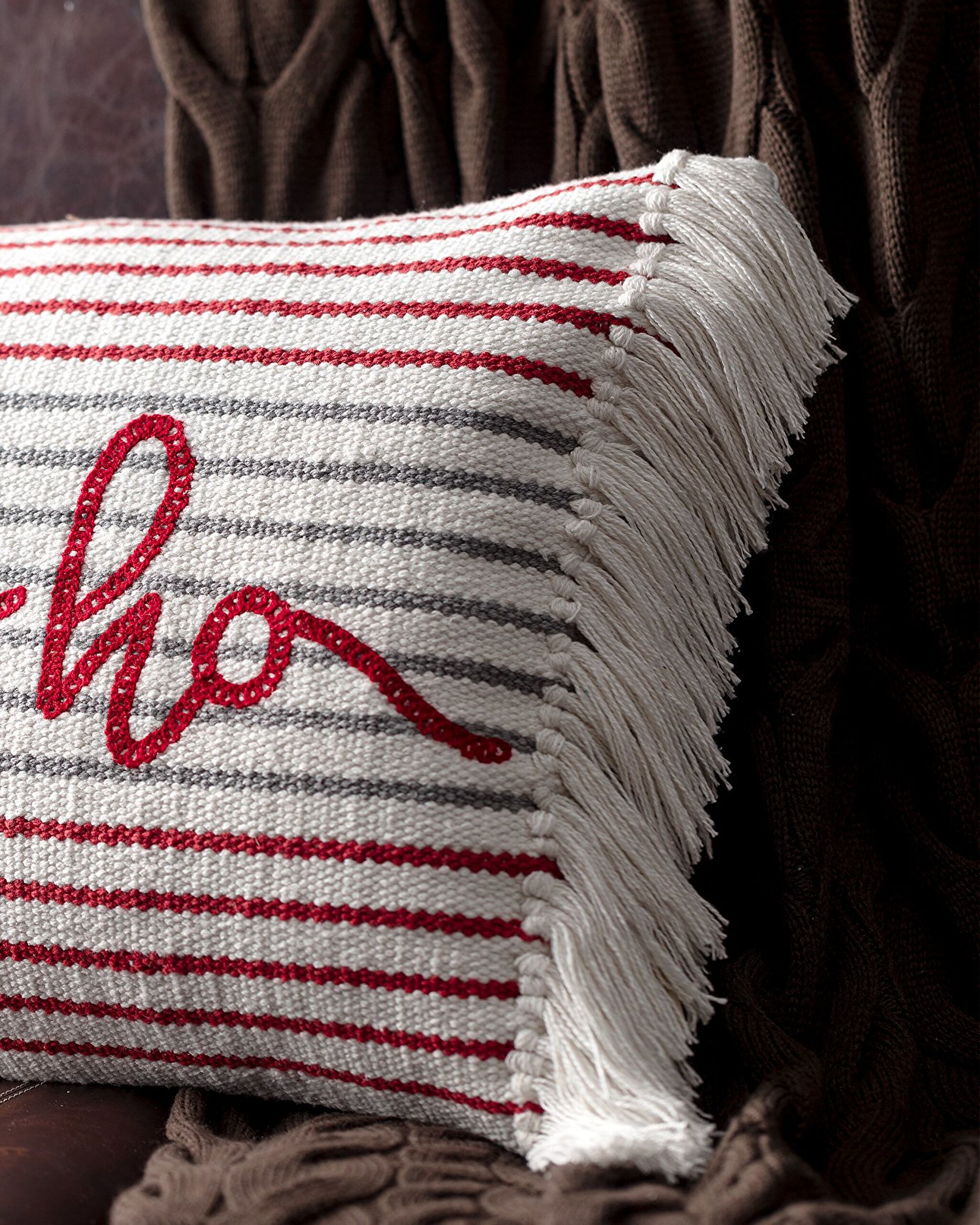 Housse de Coussin Chamonix en Coton - Blanc/Rouge/Gris - 40x60 cm - 1