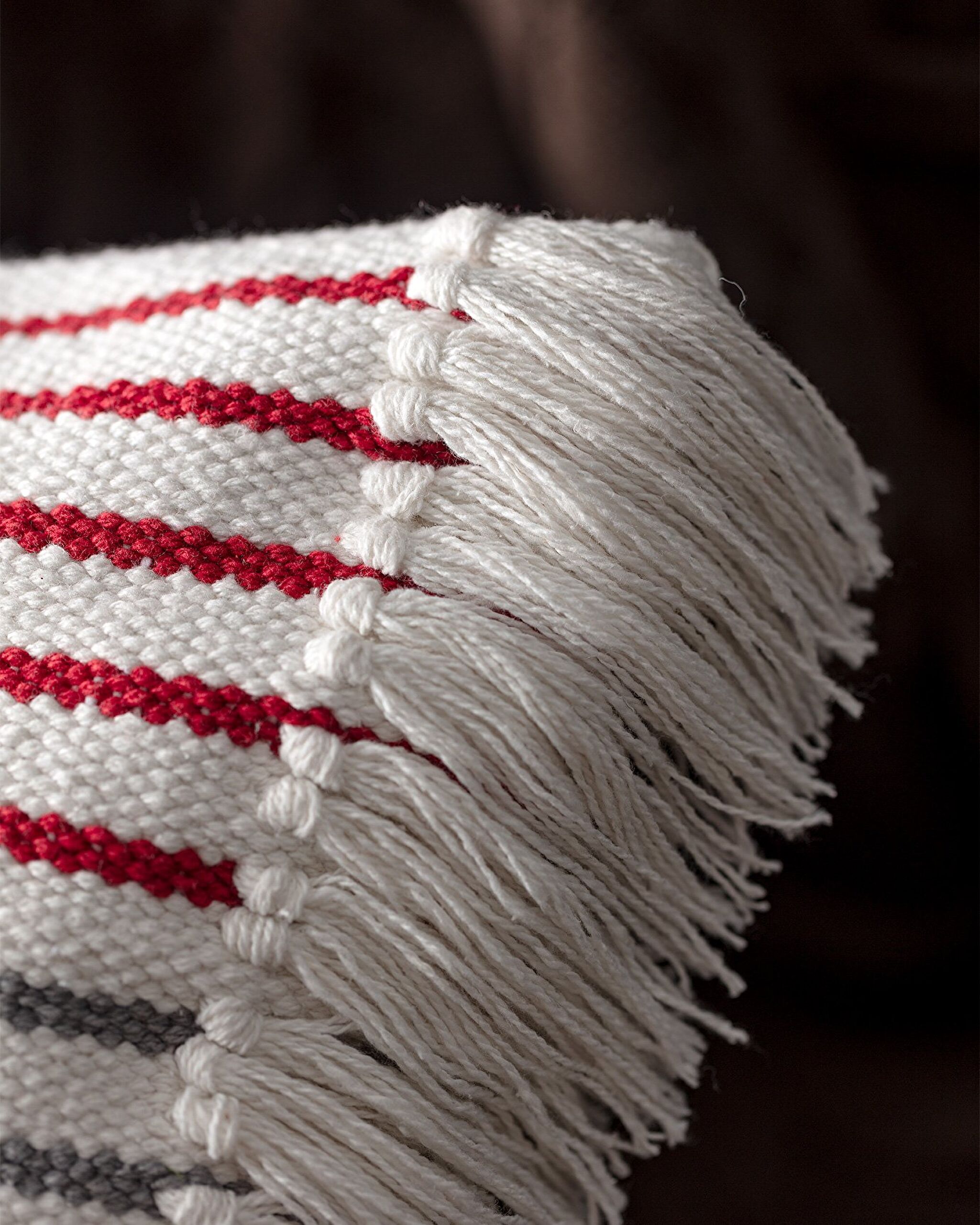 Housse de Coussin Chamonix en Coton - Blanc/Rouge/Gris - 40x60 cm - 3