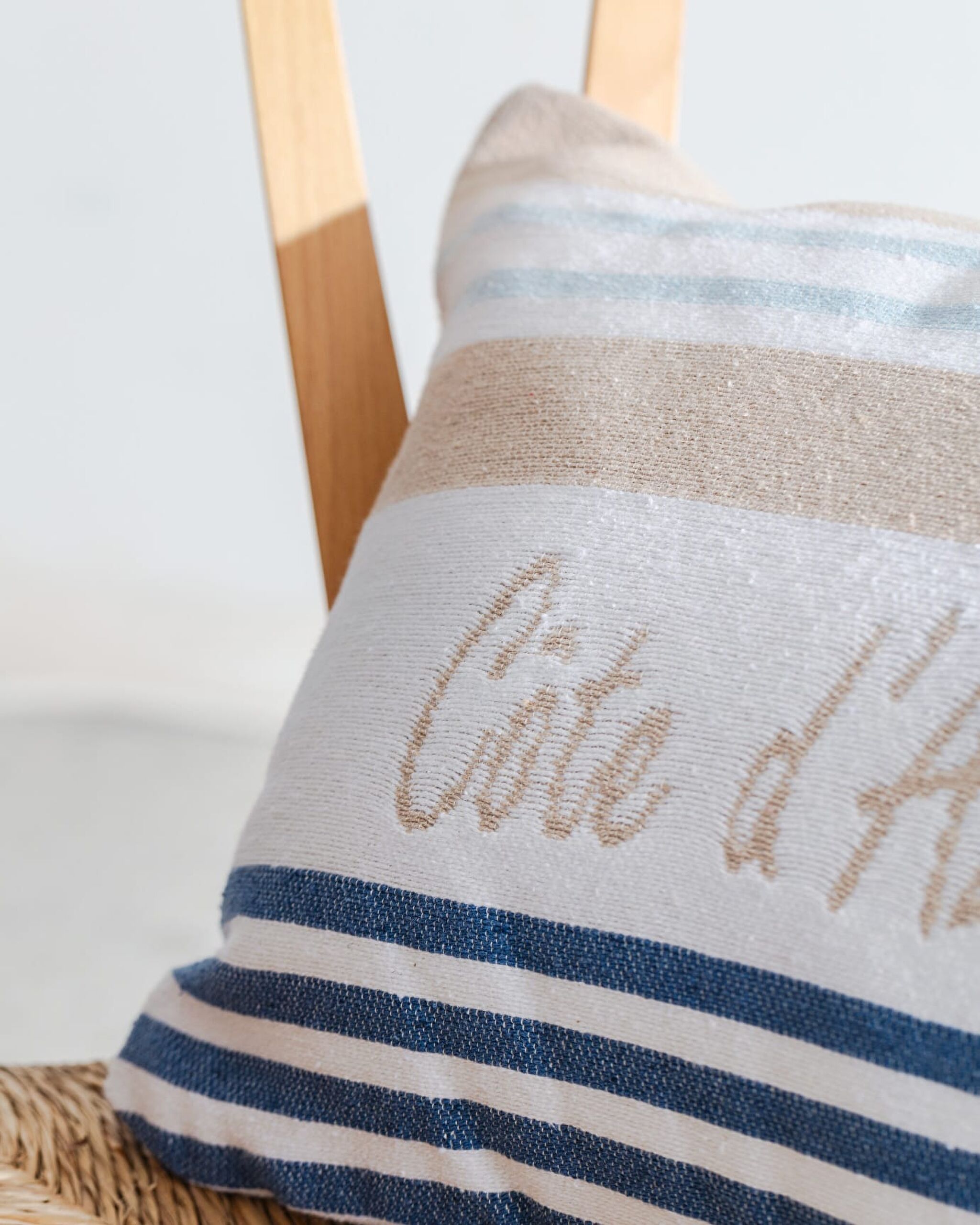 Ardoix Throw Pillow Cover - Beige/Navy Blue - 33x50 cm - 1