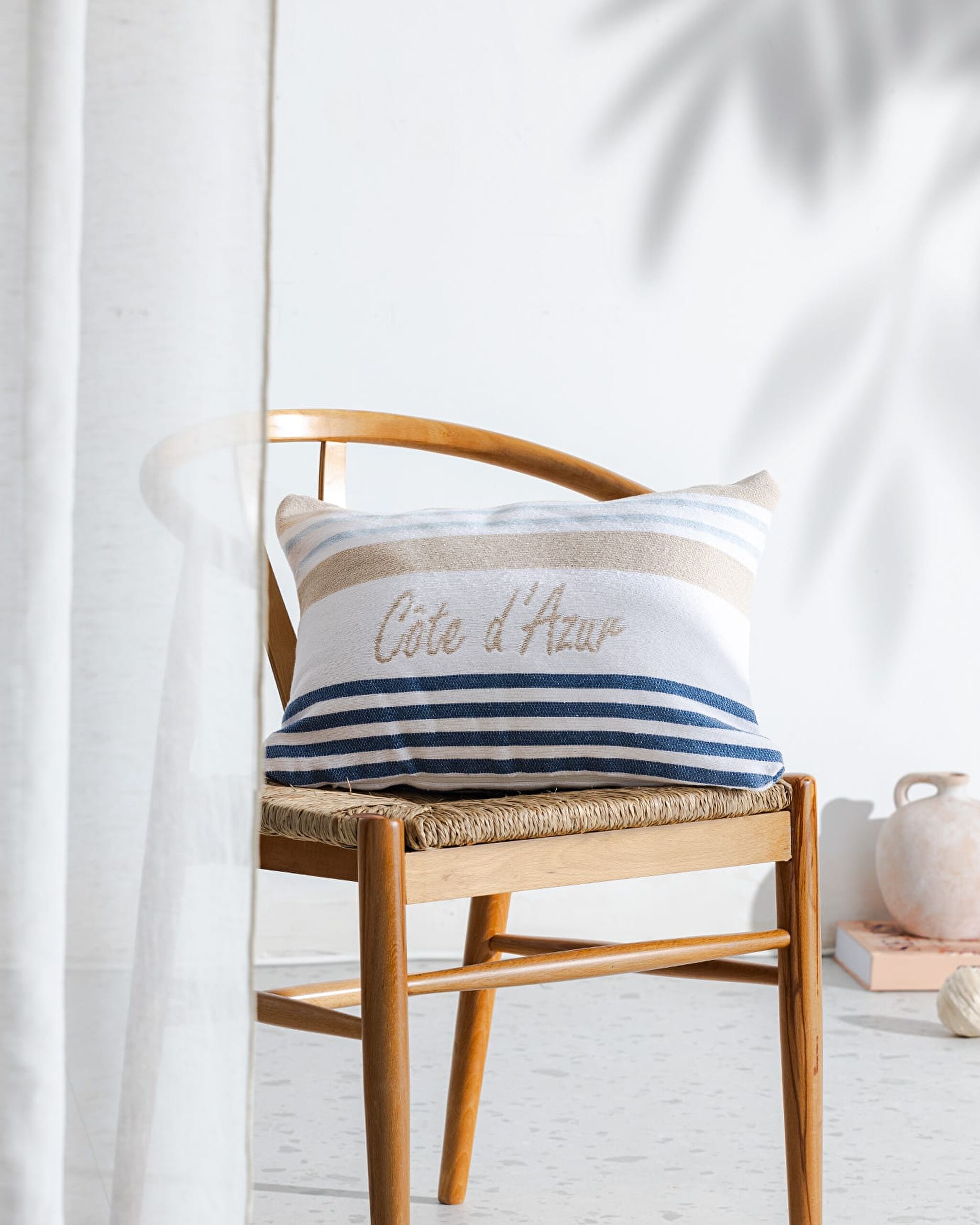 Ardoix Throw Pillow Cover - Beige/Navy Blue - 33x50 cm - 0