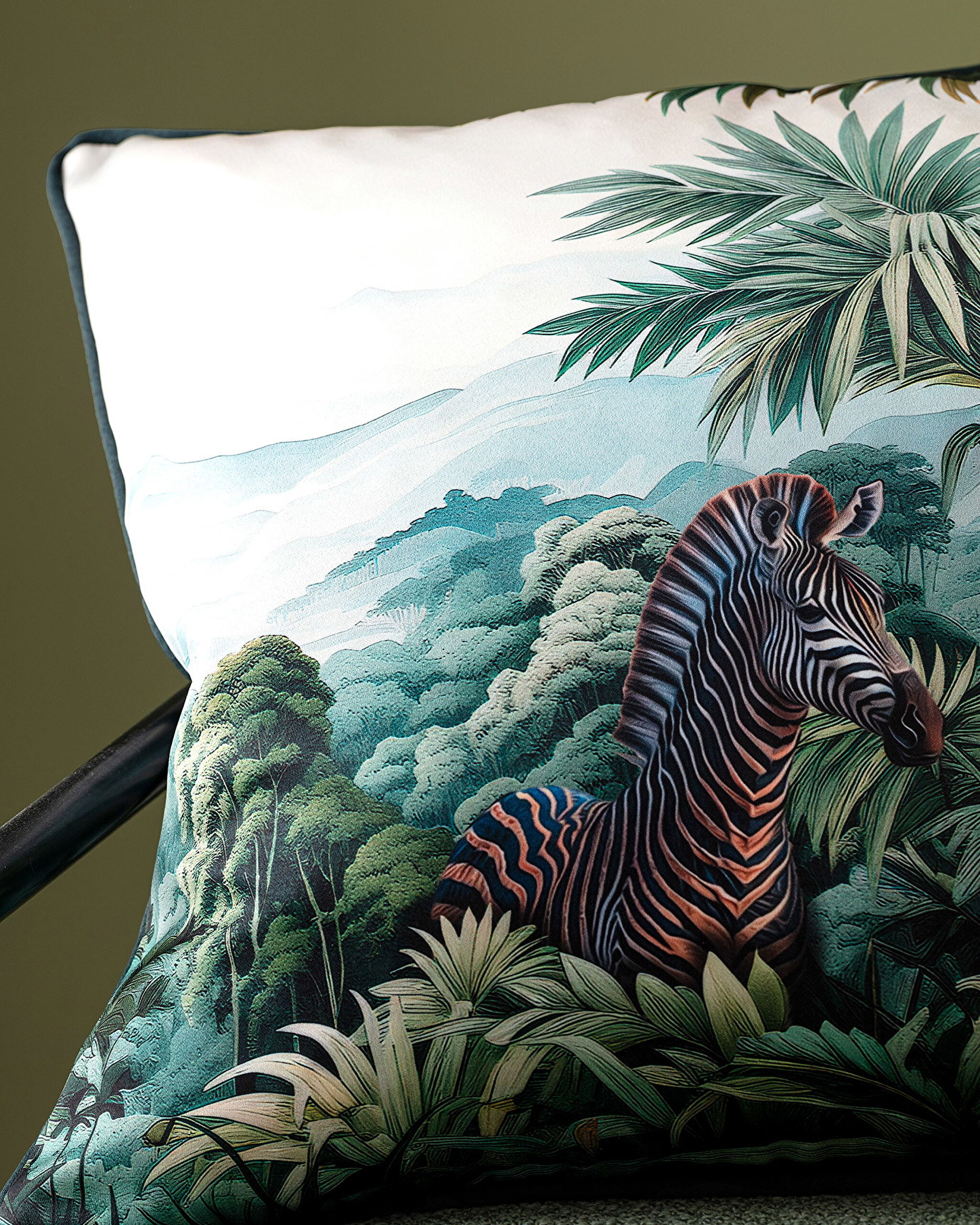 Zebra sierkussenhoes - Groen - 43x43 cm - 1