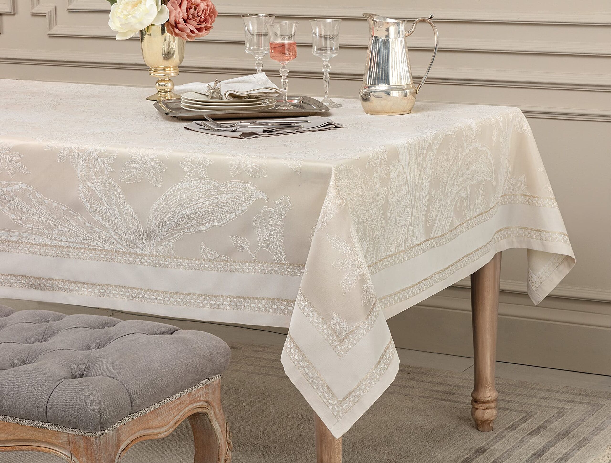 Iva Tablecloth - Beige - 160x300 cm - 0