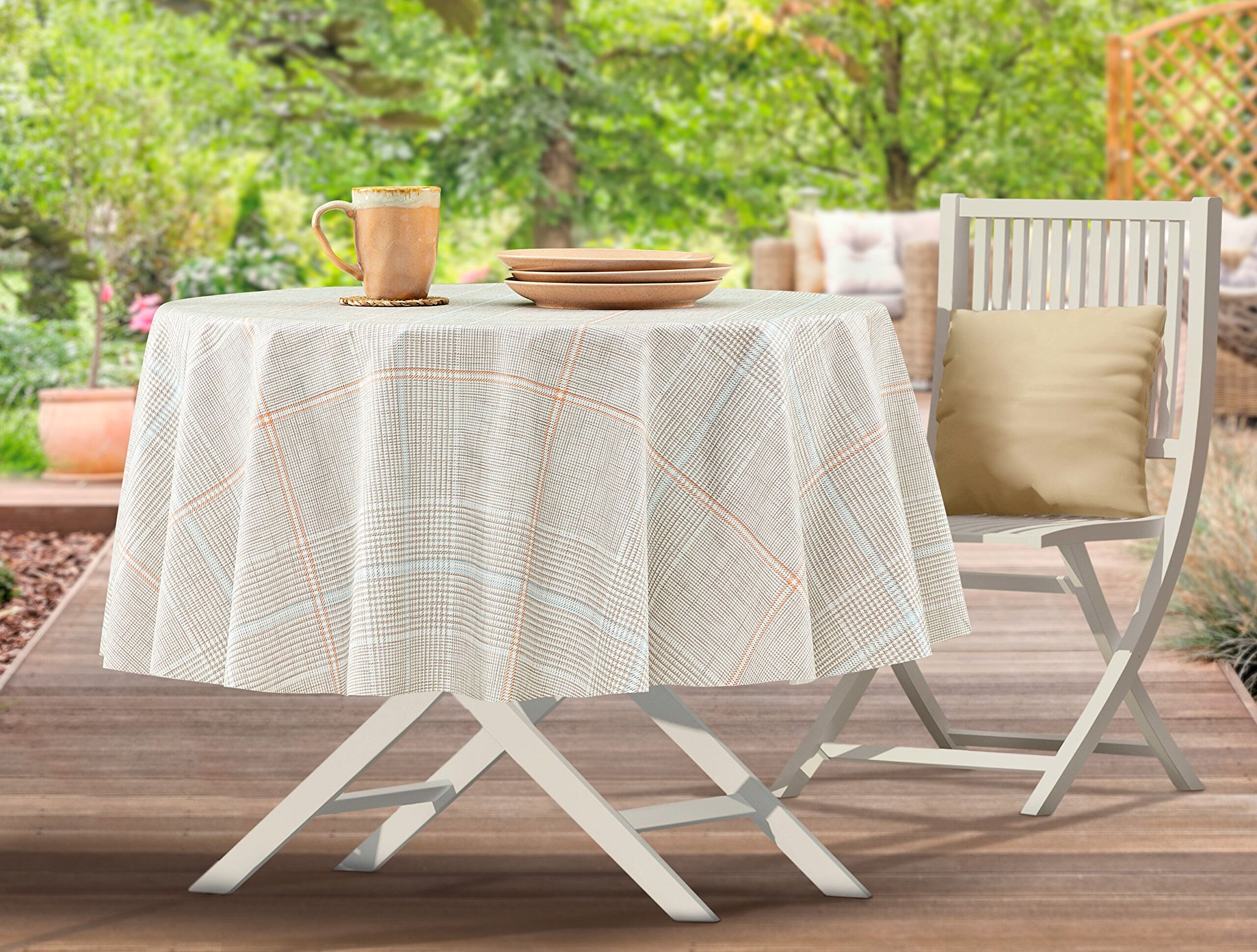 Boise PVC Tablecloth - Beige - 140 cm - 0
