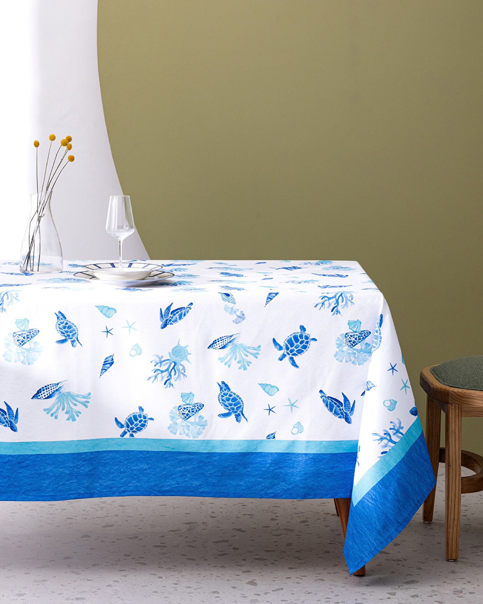 Cornella Tablecloth - 150x150 cm - Blue/White - 0