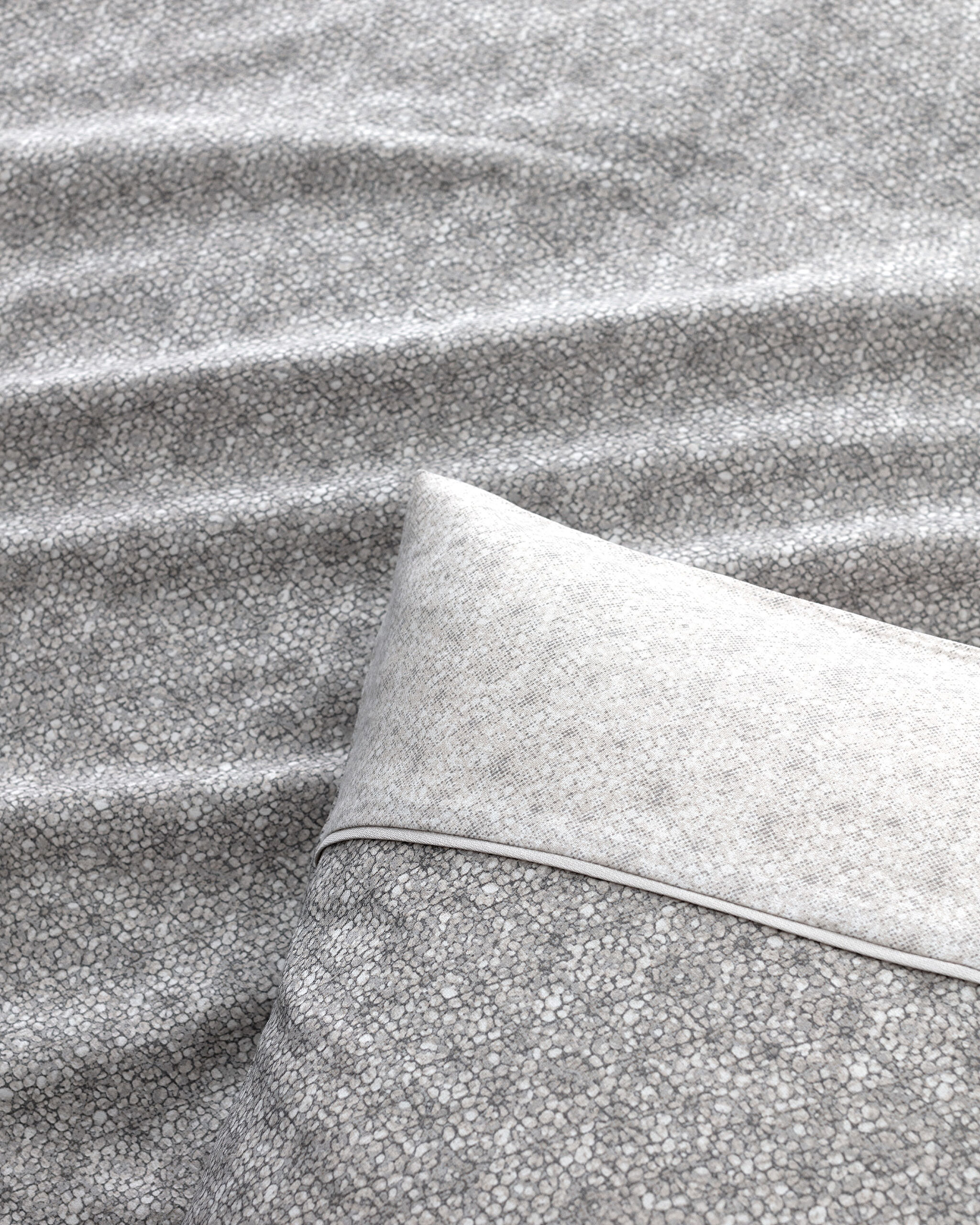 Ensemble de housse de couette imprimée Madame Coco Crep Lavem double 100 % coton - Gris - 6