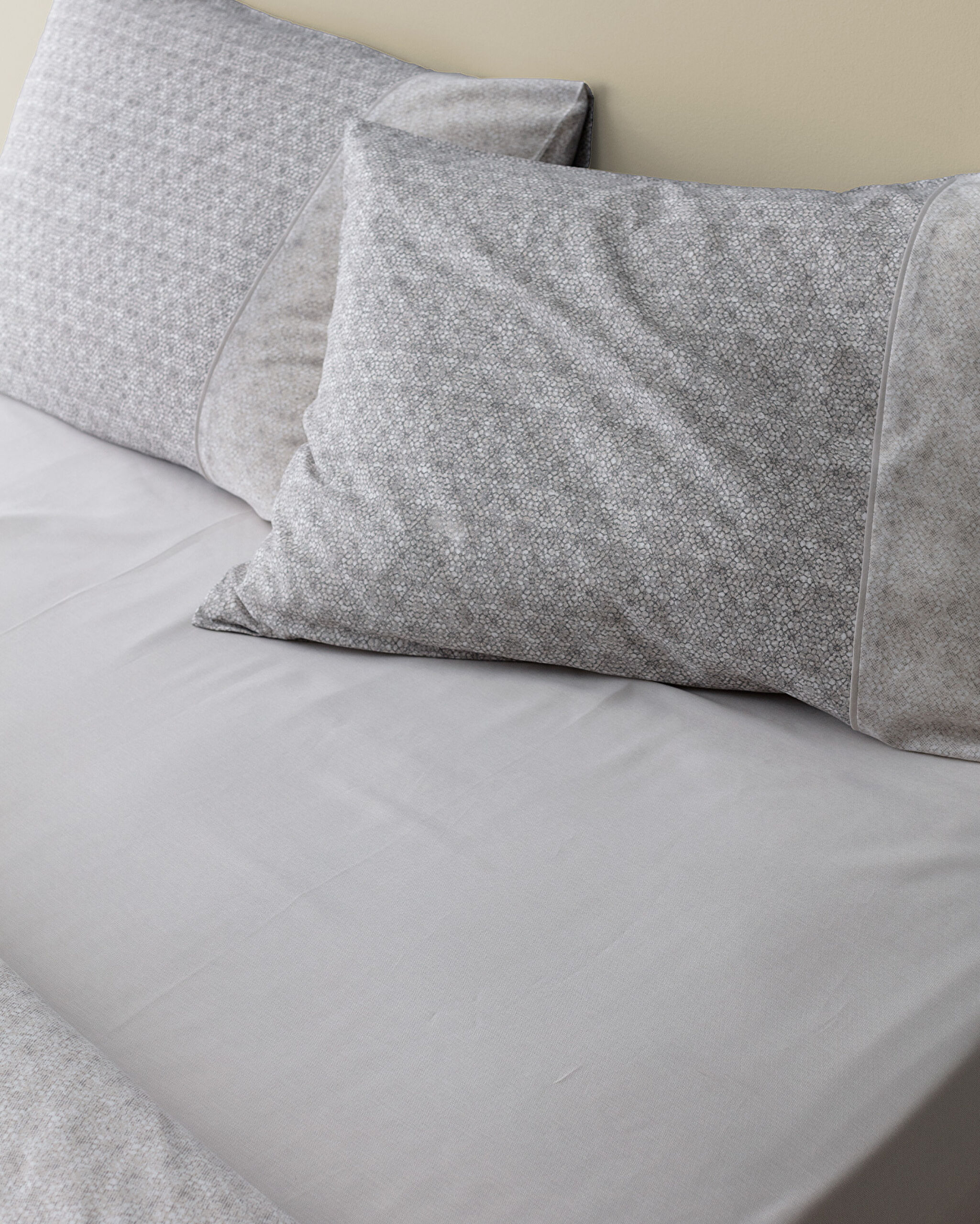 Ensemble de housse de couette imprimée Madame Coco Crep Lavem double 100 % coton - Gris - 4