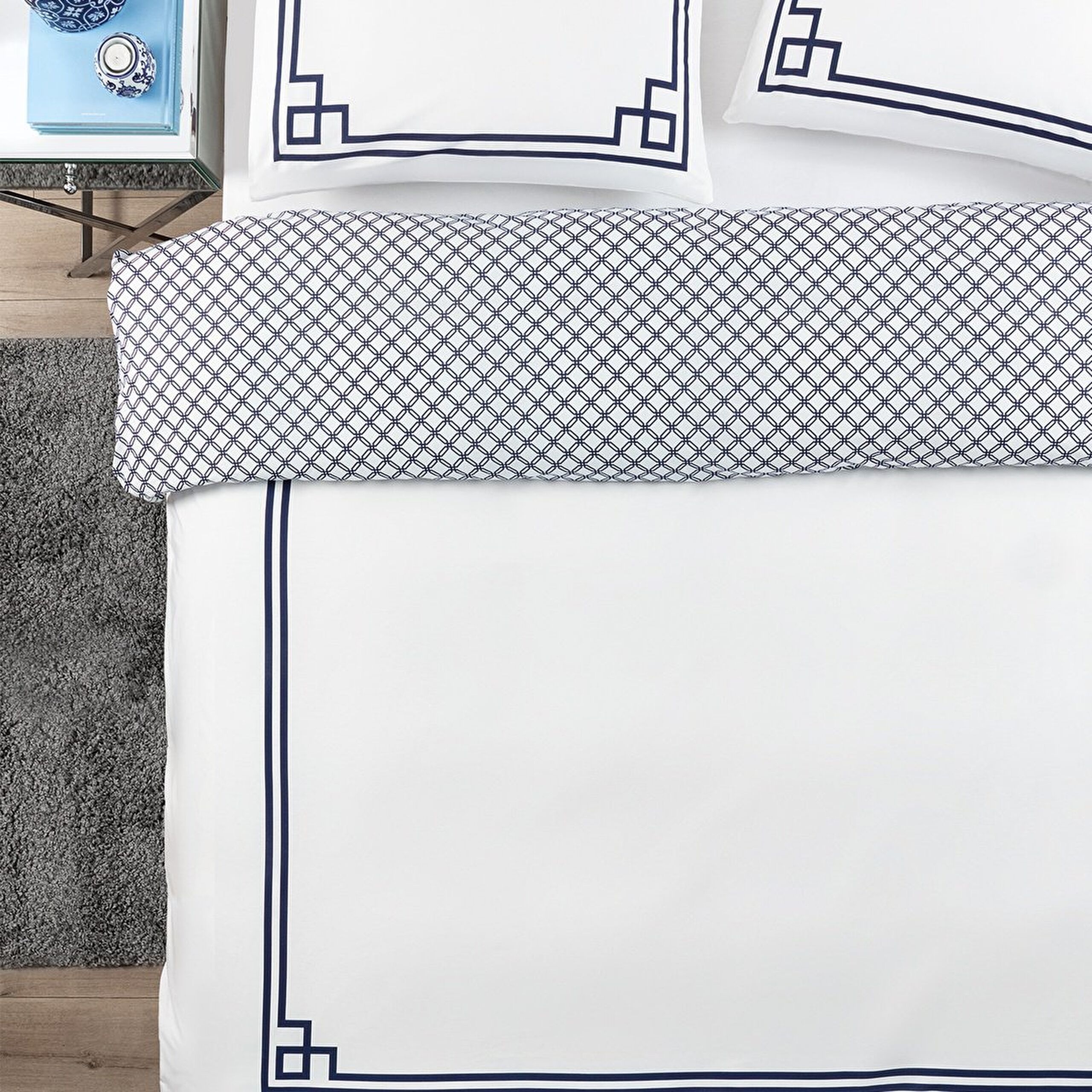 Alher tweepersoons dekbedovertrekset - marineblauw - 0