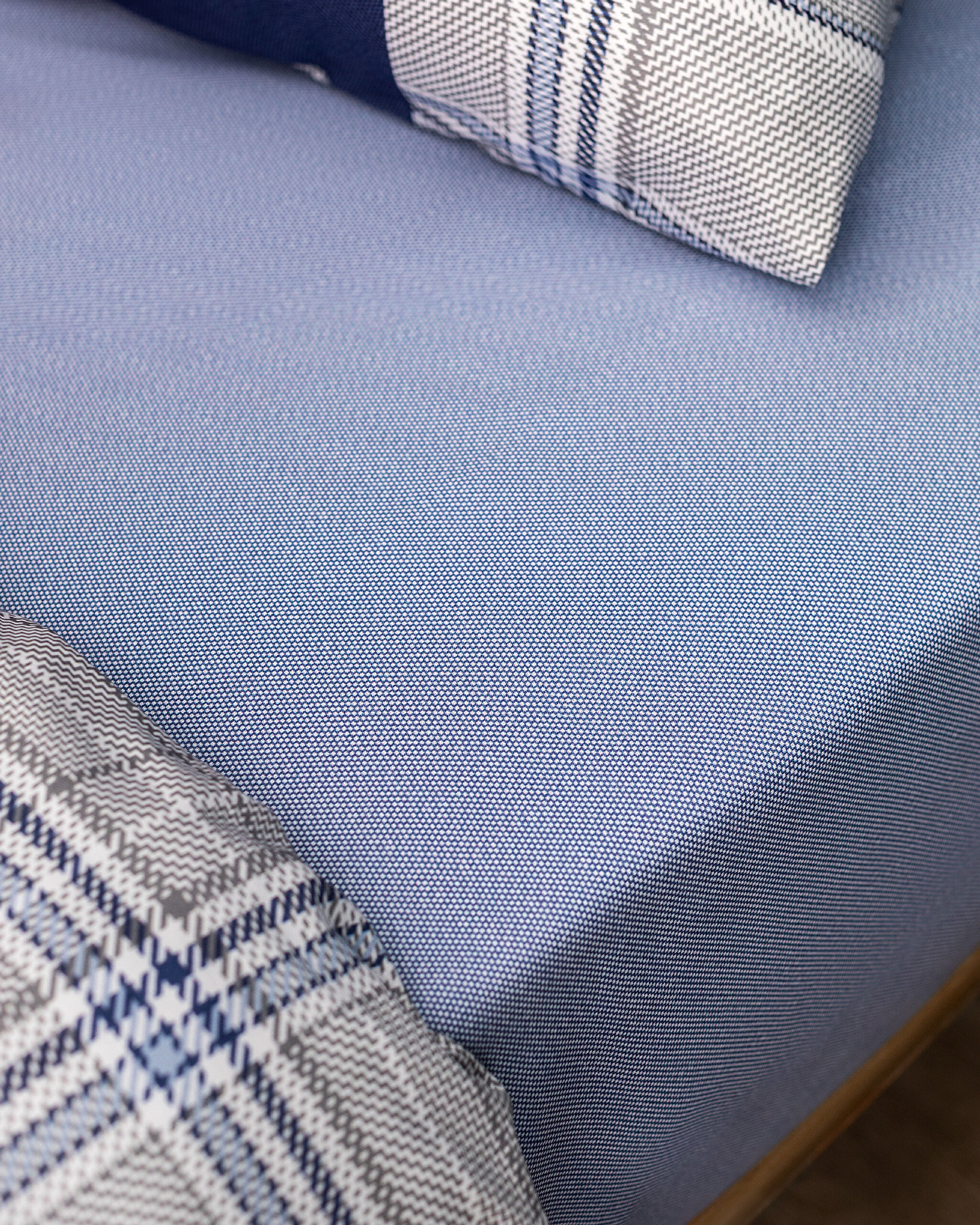 Vardan Double 100 % Baumwolle Ranforce bedrucktes Bettbezug-Set – Marineblau/Grau - 3