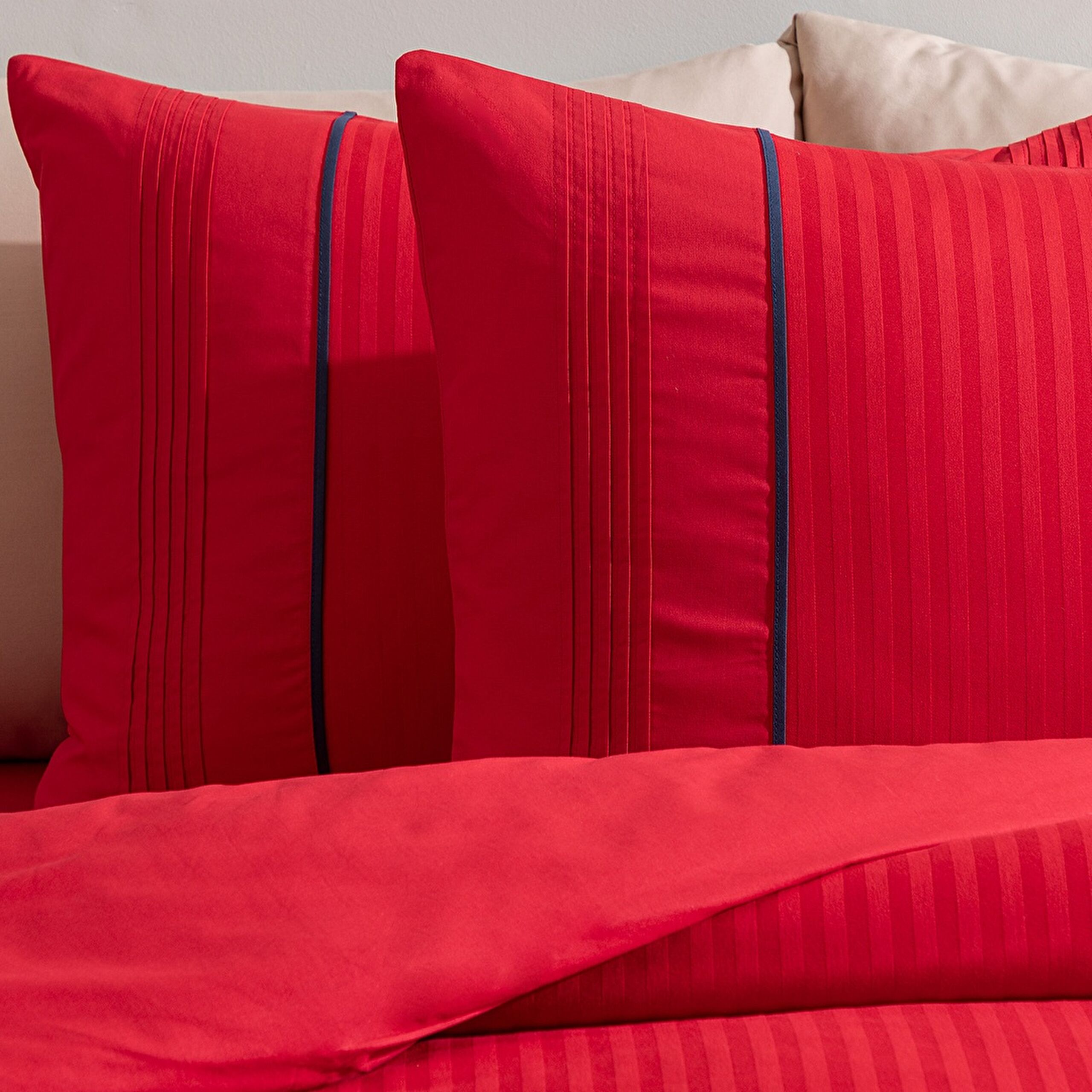 Doppelt geripptes Mousse-Bettbezug-Set – Rot - 3